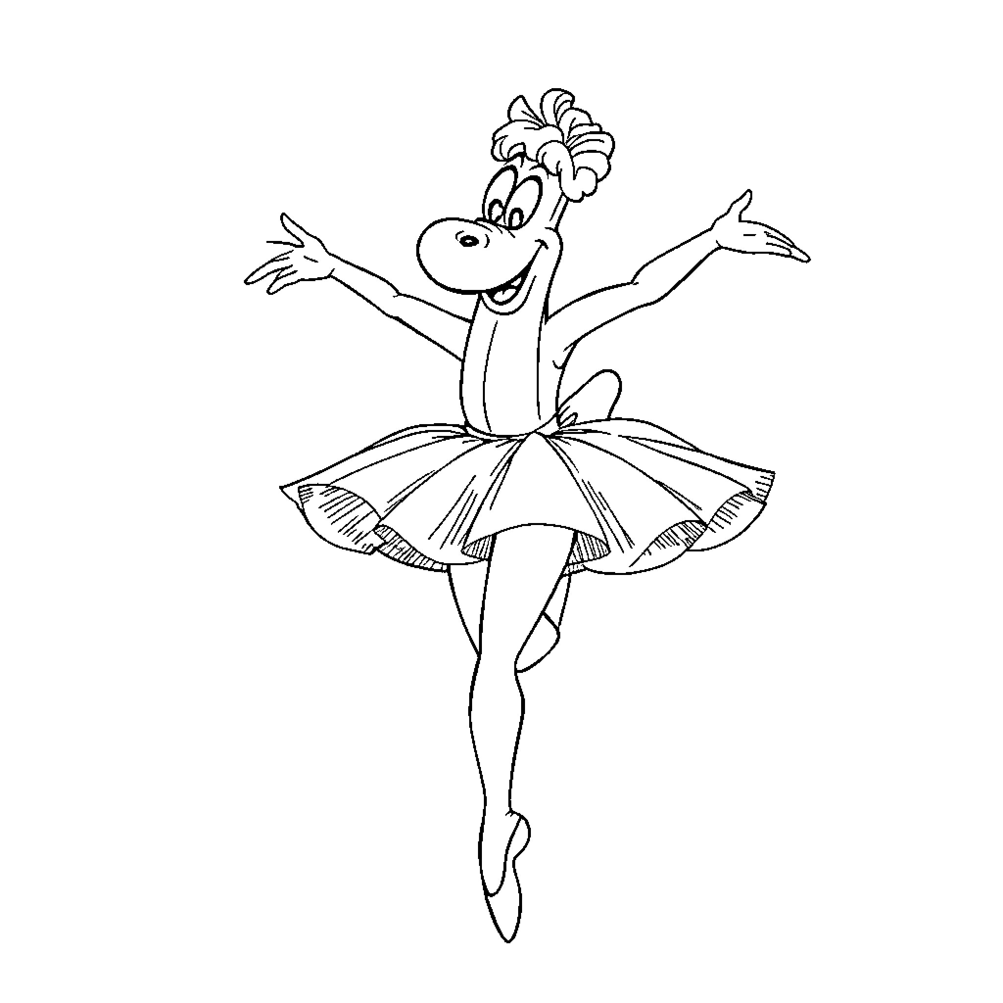 Ballerina performing on stage with joy Coloring Page (free black-and-white line drawing printable PDF for all, from beginners to advanced learners, including children, teens, adults, and seniors)