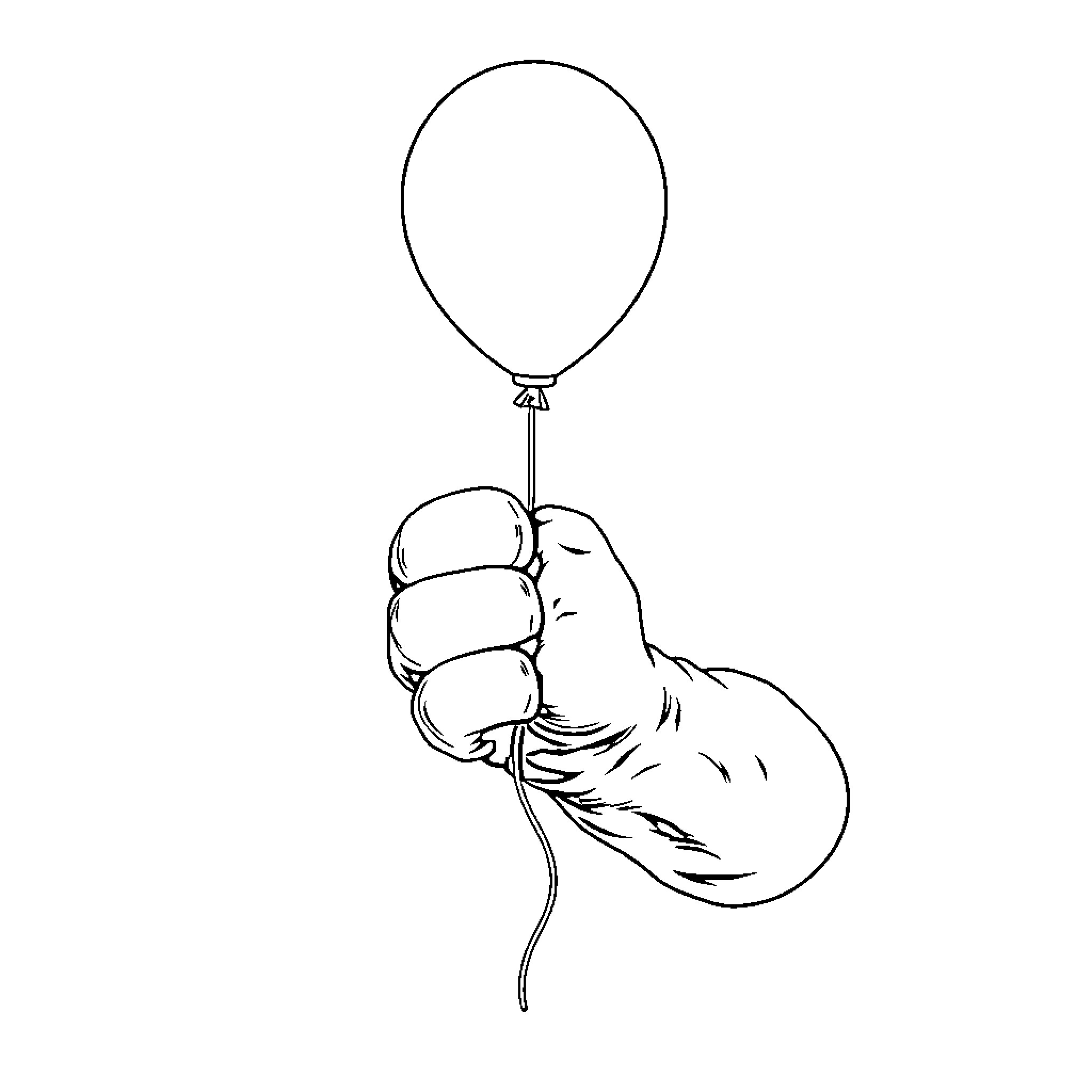 Hulk holding a simple balloon Coloring Page (free black-and-white line drawing printable PDF for all, from beginners to advanced learners, including children, teens, adults, and seniors)