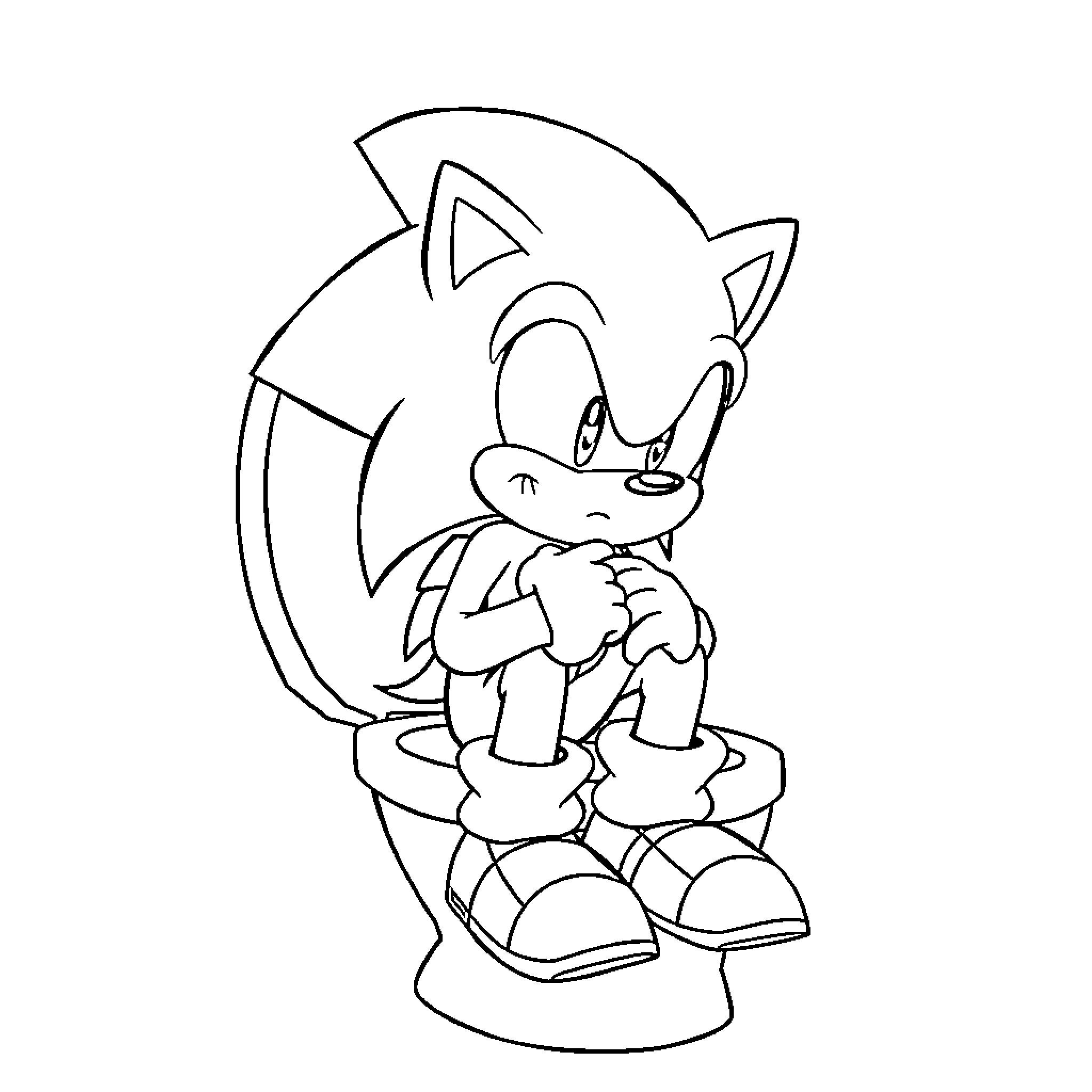 Sonic the hedgehog striking a pose Coloring Page (free black-and-white line drawing printable PDF for all, from beginners to advanced learners, including children, teens, adults, and seniors)