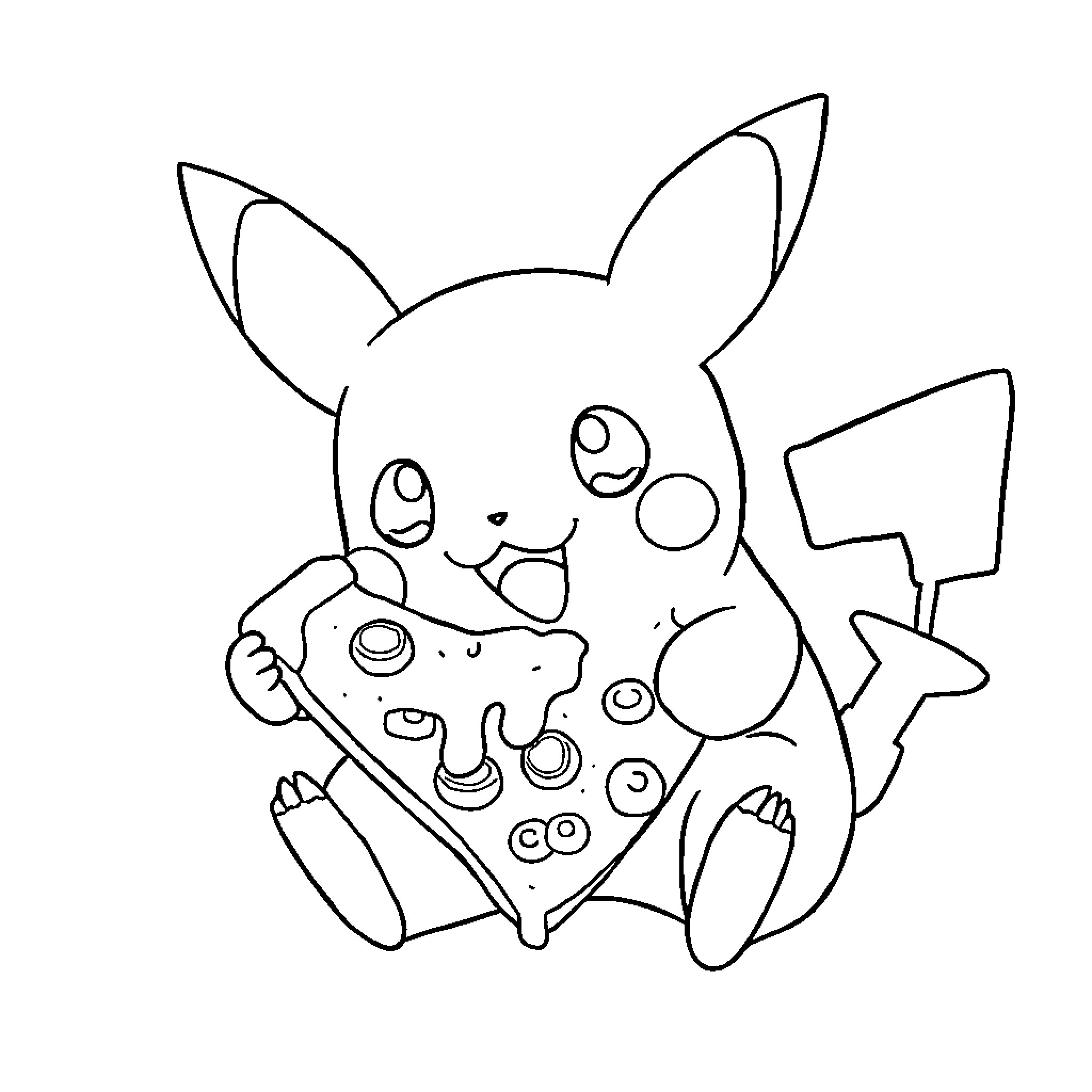 Pokémon character playing video game controller Coloring Page (free black-and-white line drawing printable PDF for all, from beginners to advanced learners, including children, teens, adults, and seniors)