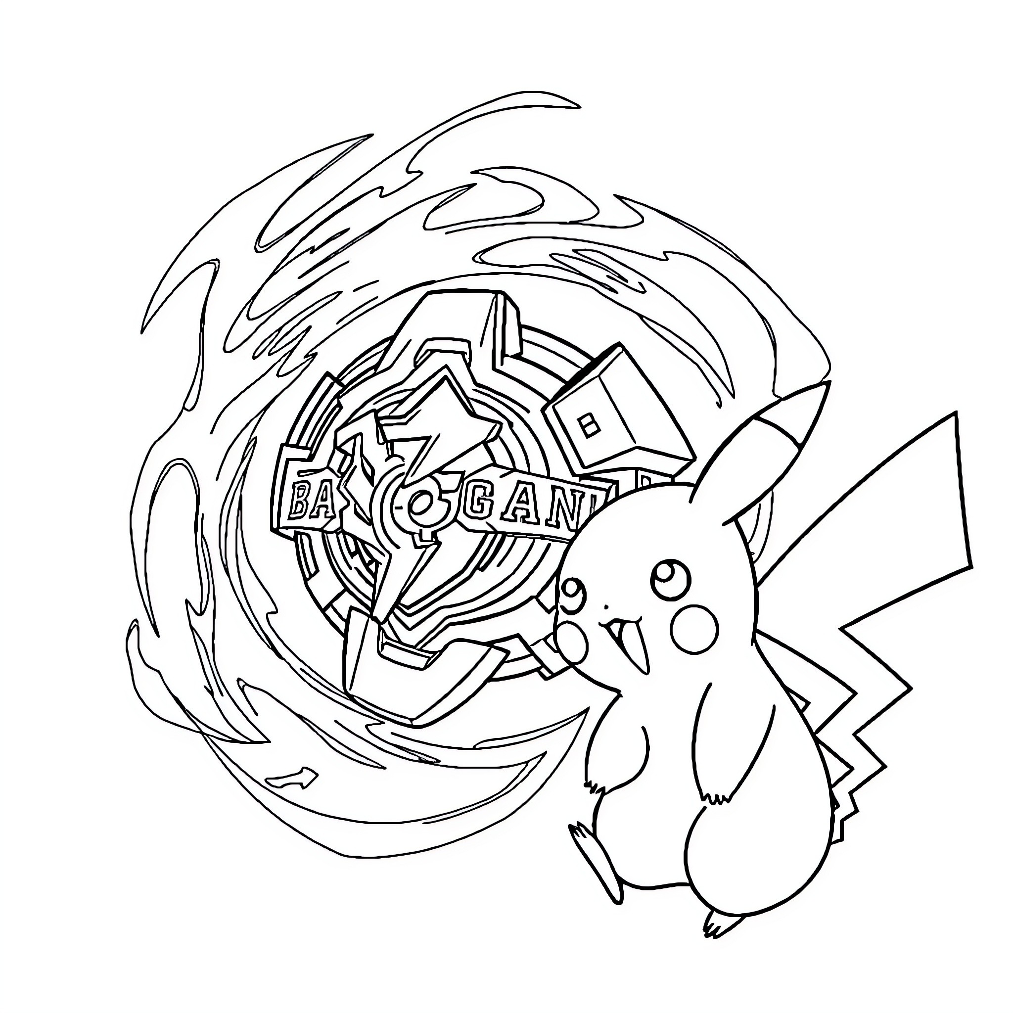 Bakugan characters in action poses Coloring Page (free black-and-white line drawing printable PDF for all, from beginners to advanced learners, including children, teens, adults, and seniors)