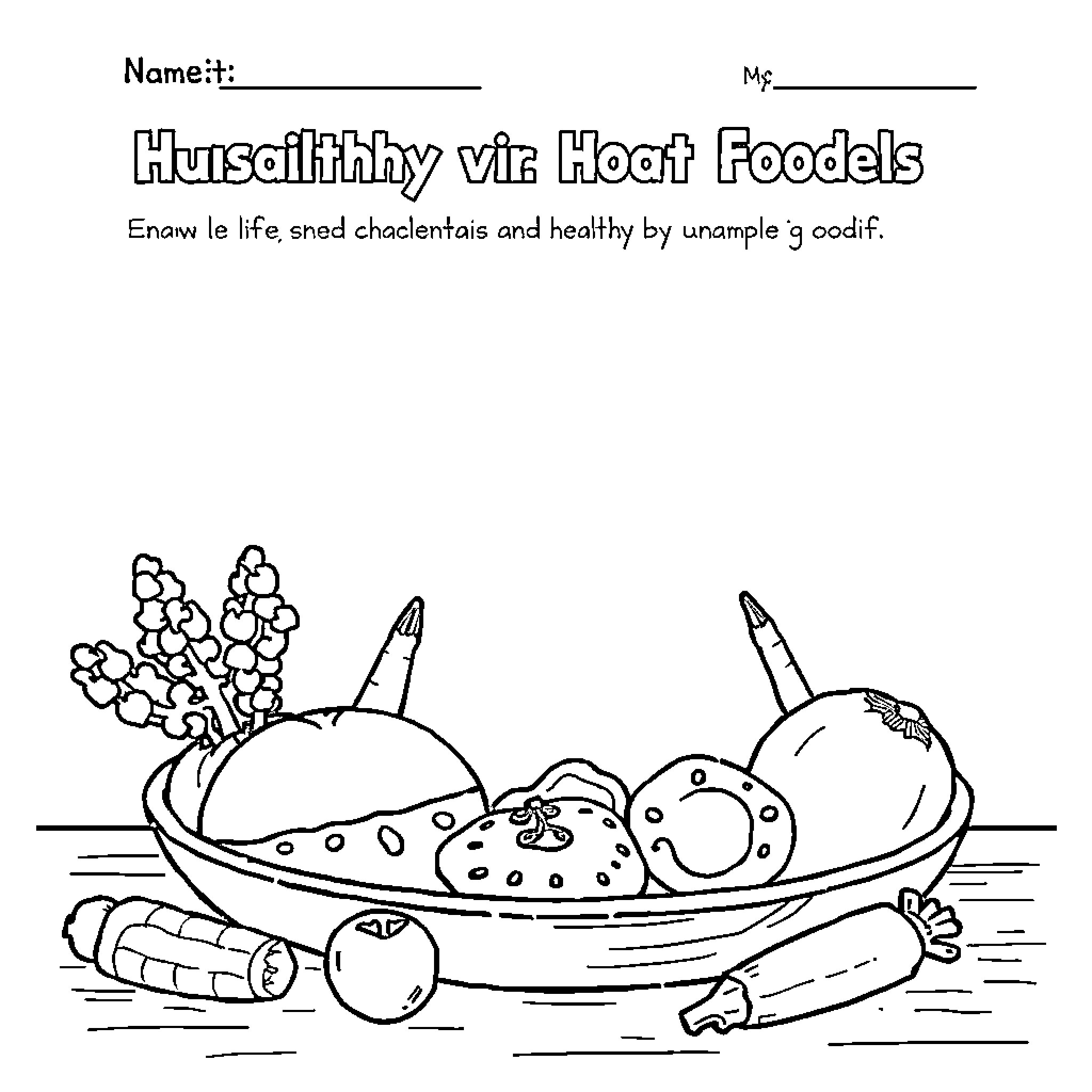 Food items on a dish with healthy accessories Coloring Page (free black-and-white line drawing printable PDF for all, from beginners to advanced learners, including children, teens, adults, and seniors)