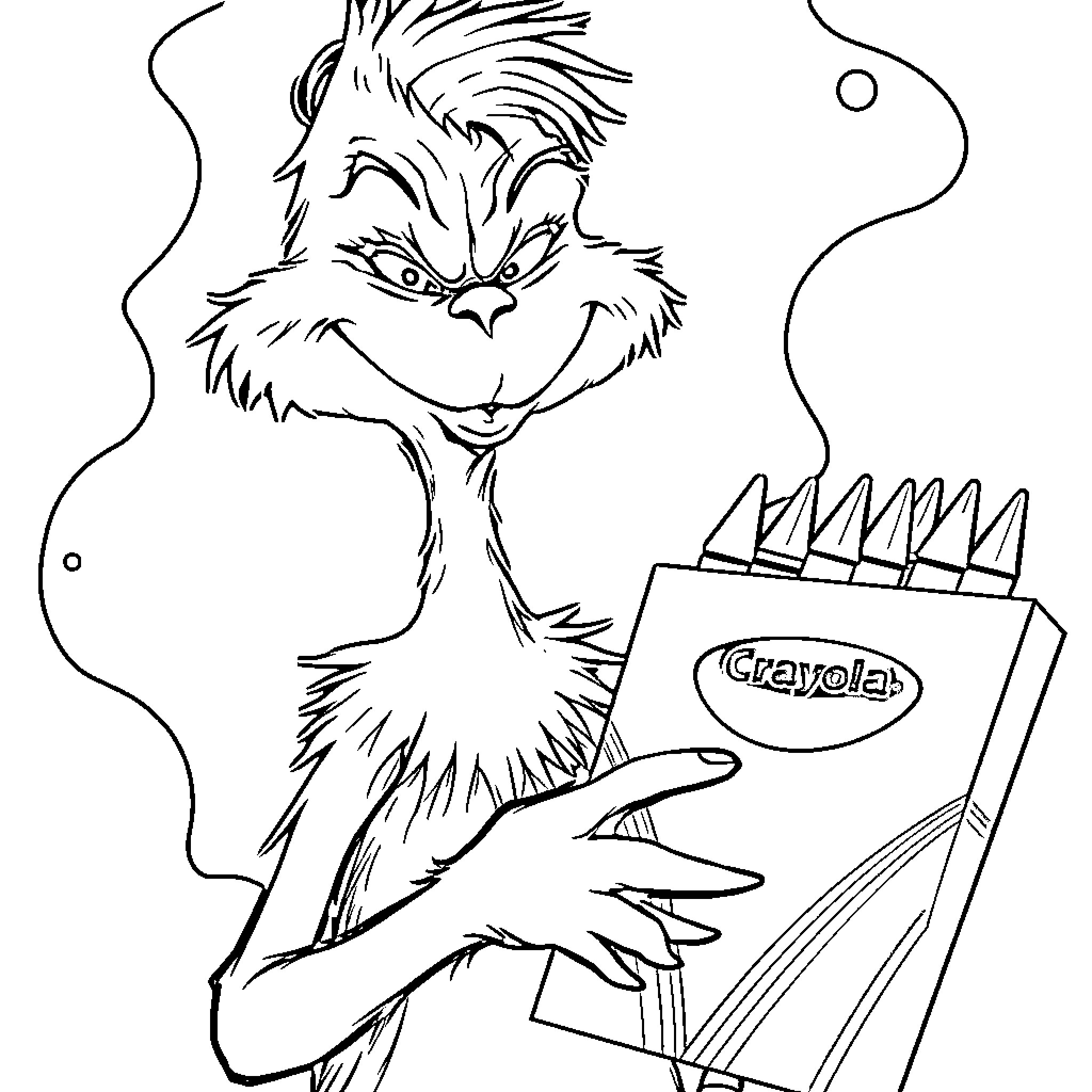 Grinch the Coloring Book Artist Coloring Page (free black-and-white line drawing printable PDF for all, from beginners to advanced learners, including children, teens, adults, and seniors)