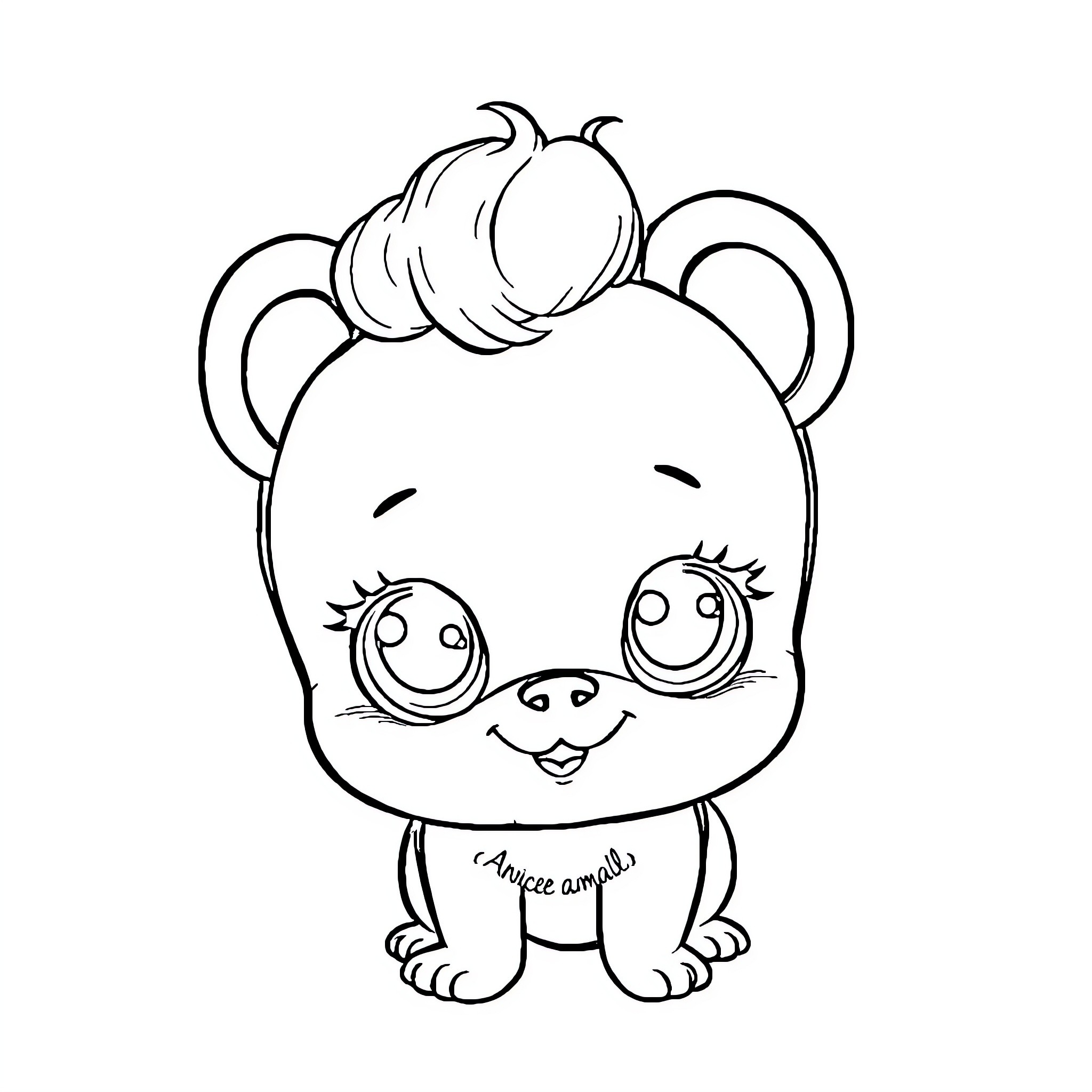 Doll with Cute Expression and Hairstyle Coloring Page (free black-and-white line drawing printable PDF for all, from beginners to advanced learners, including children, teens, adults, and seniors)