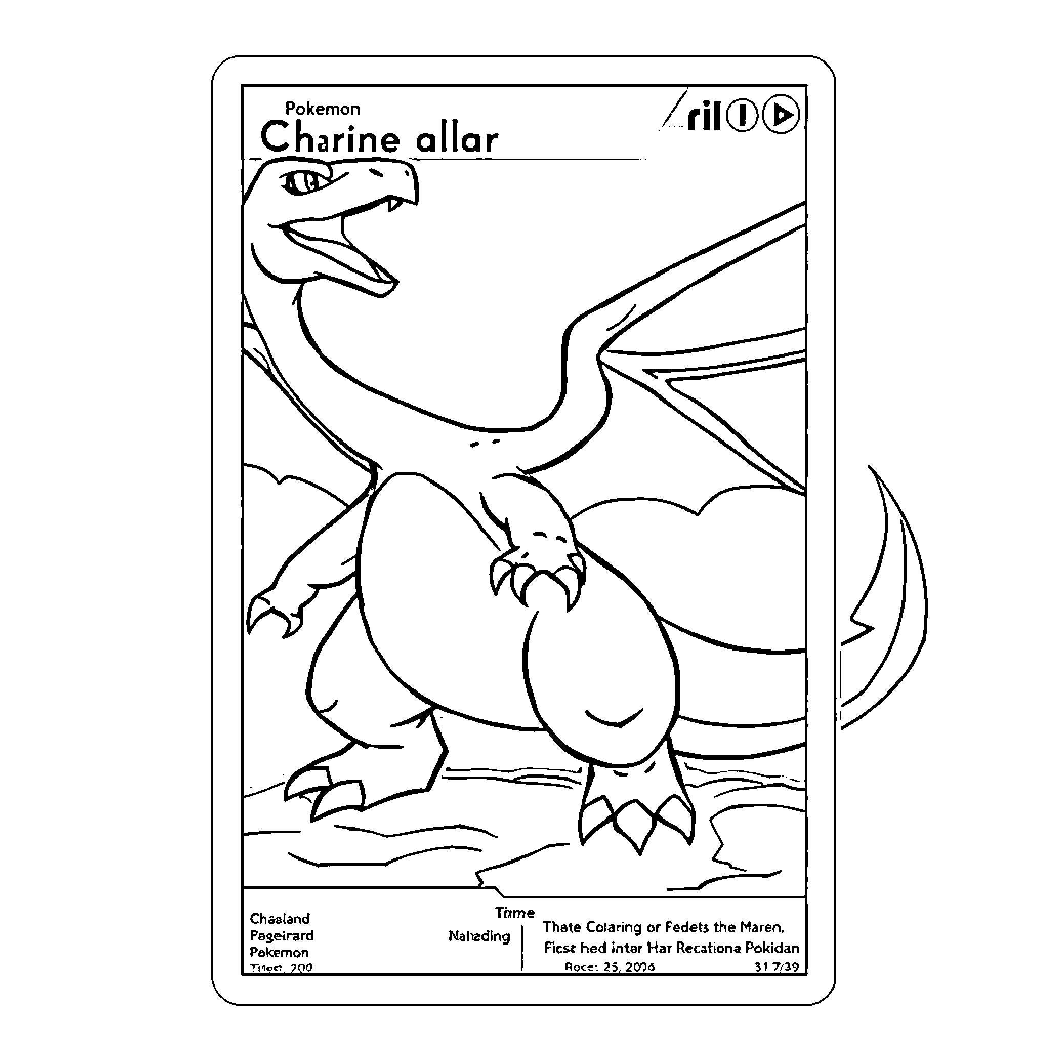 Charizard spreading its wings in action Coloring Page (free black-and-white line drawing printable PDF for all, from beginners to advanced learners, including children, teens, adults, and seniors)