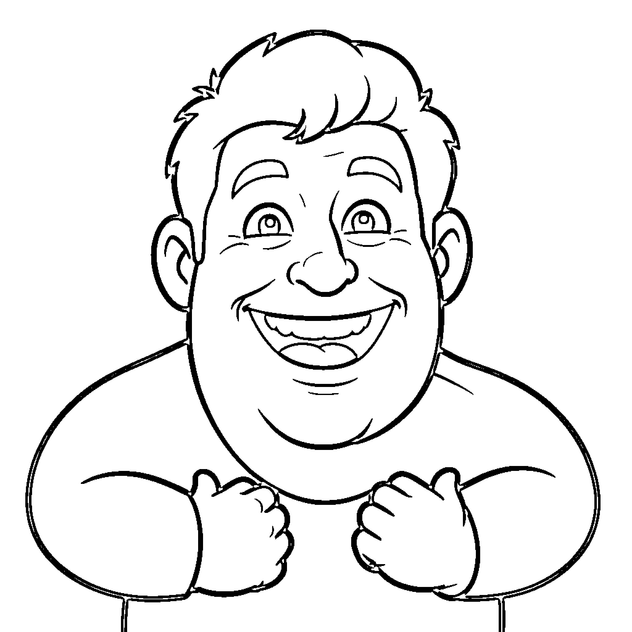 Randy's Joyful Expression Coloring Page (free black-and-white line drawing printable PDF for all, from beginners to advanced learners, including children, teens, adults, and seniors)