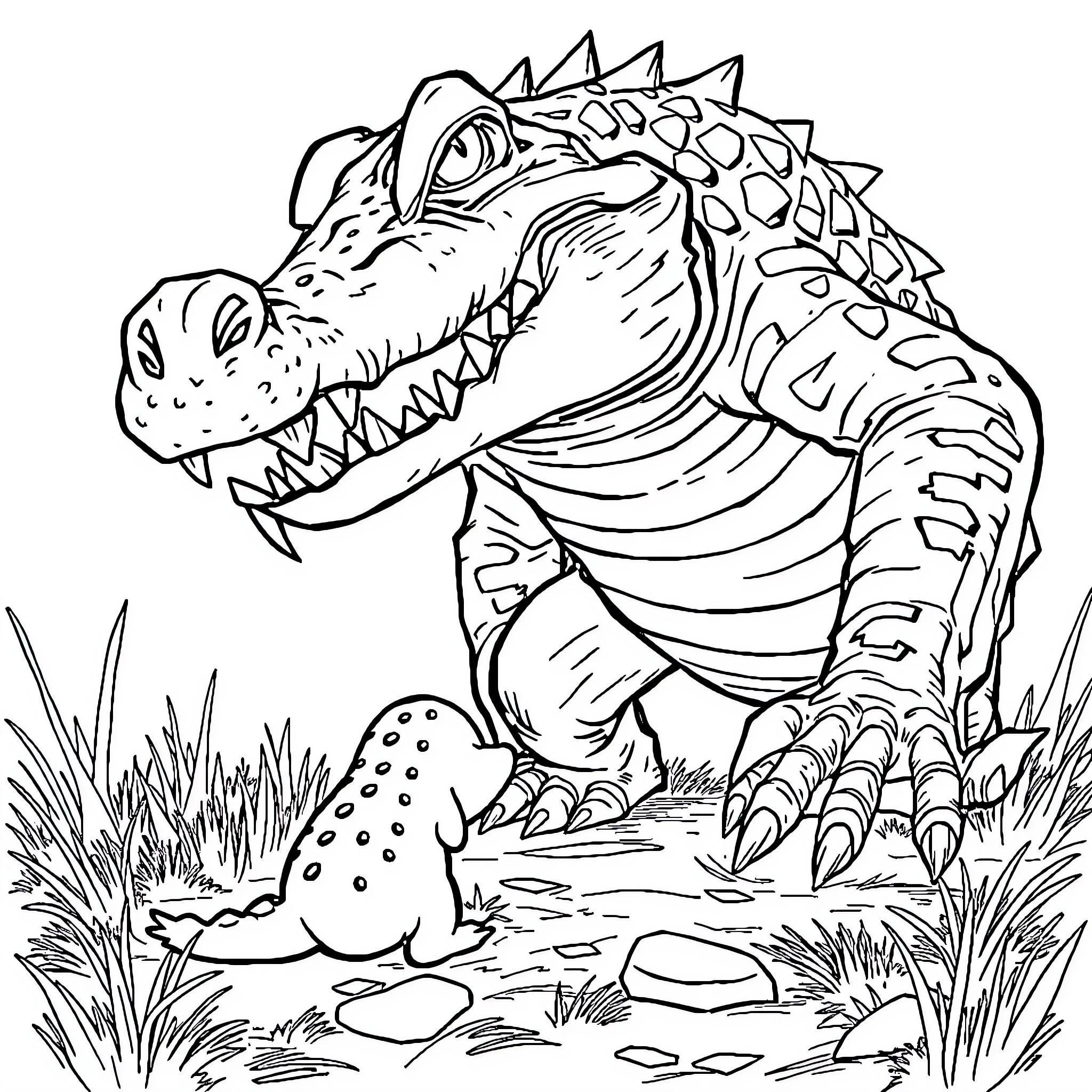 Mole exploring the reptilian realm Coloring Page (free black-and-white line drawing printable PDF for all, from beginners to advanced learners, including children, teens, adults, and seniors)