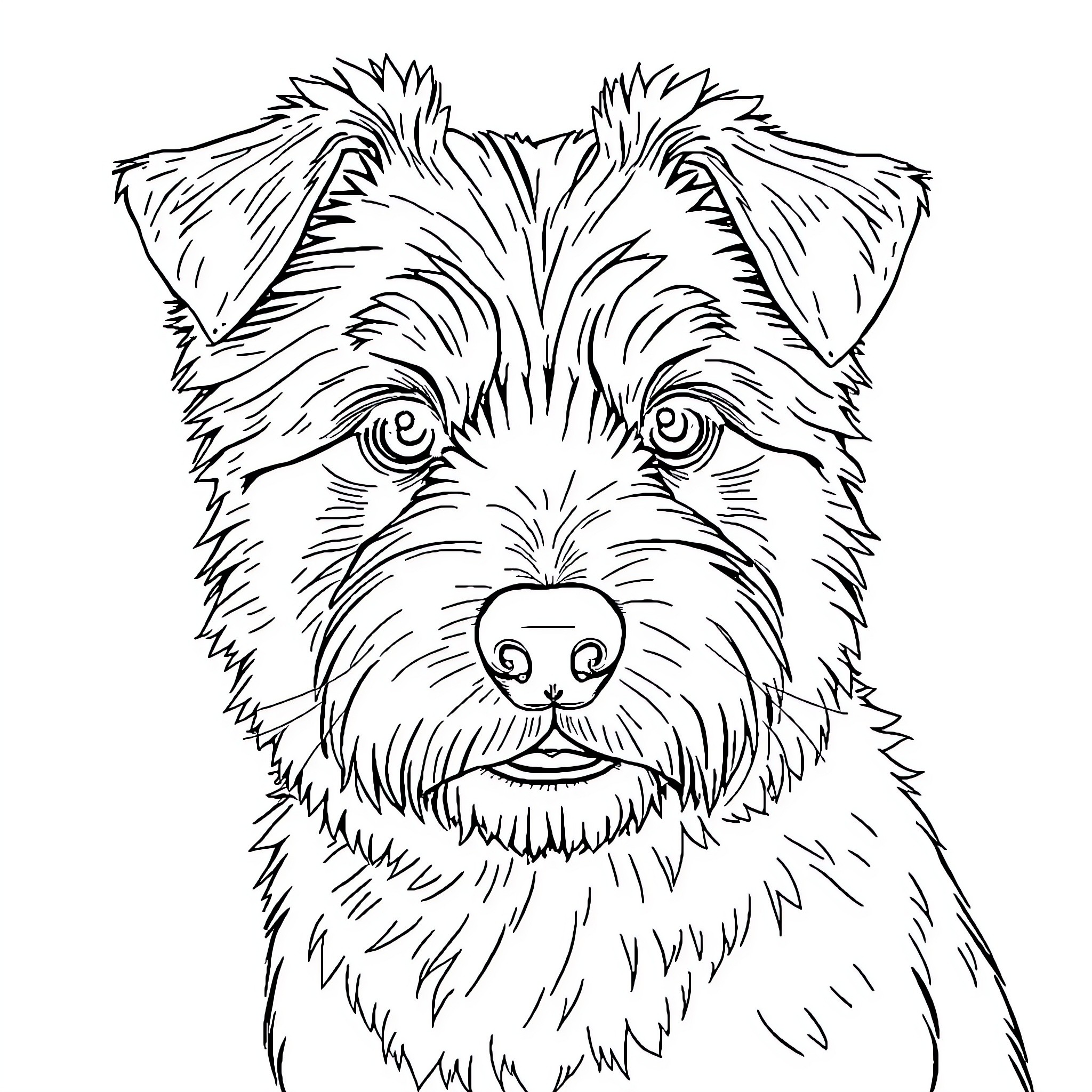 Drew the Playful Puppy with Expressive Features Coloring Page (free black-and-white line drawing printable PDF for all, from beginners to advanced learners, including children, teens, adults, and seniors)