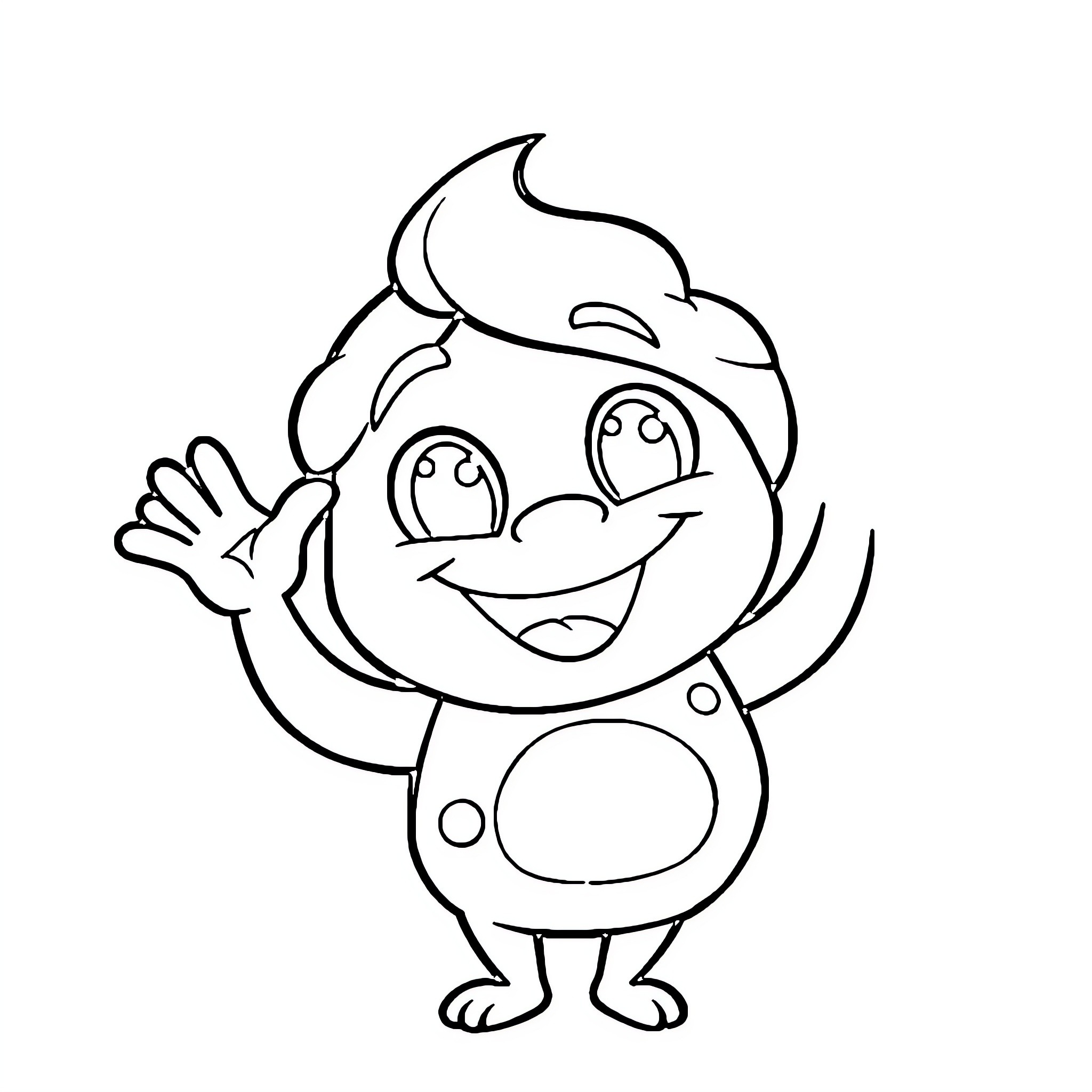 Bing Cheerful cartoon character waving Coloring Page (free black-and-white line drawing printable PDF for all, from beginners to advanced learners, including children, teens, adults, and seniors)