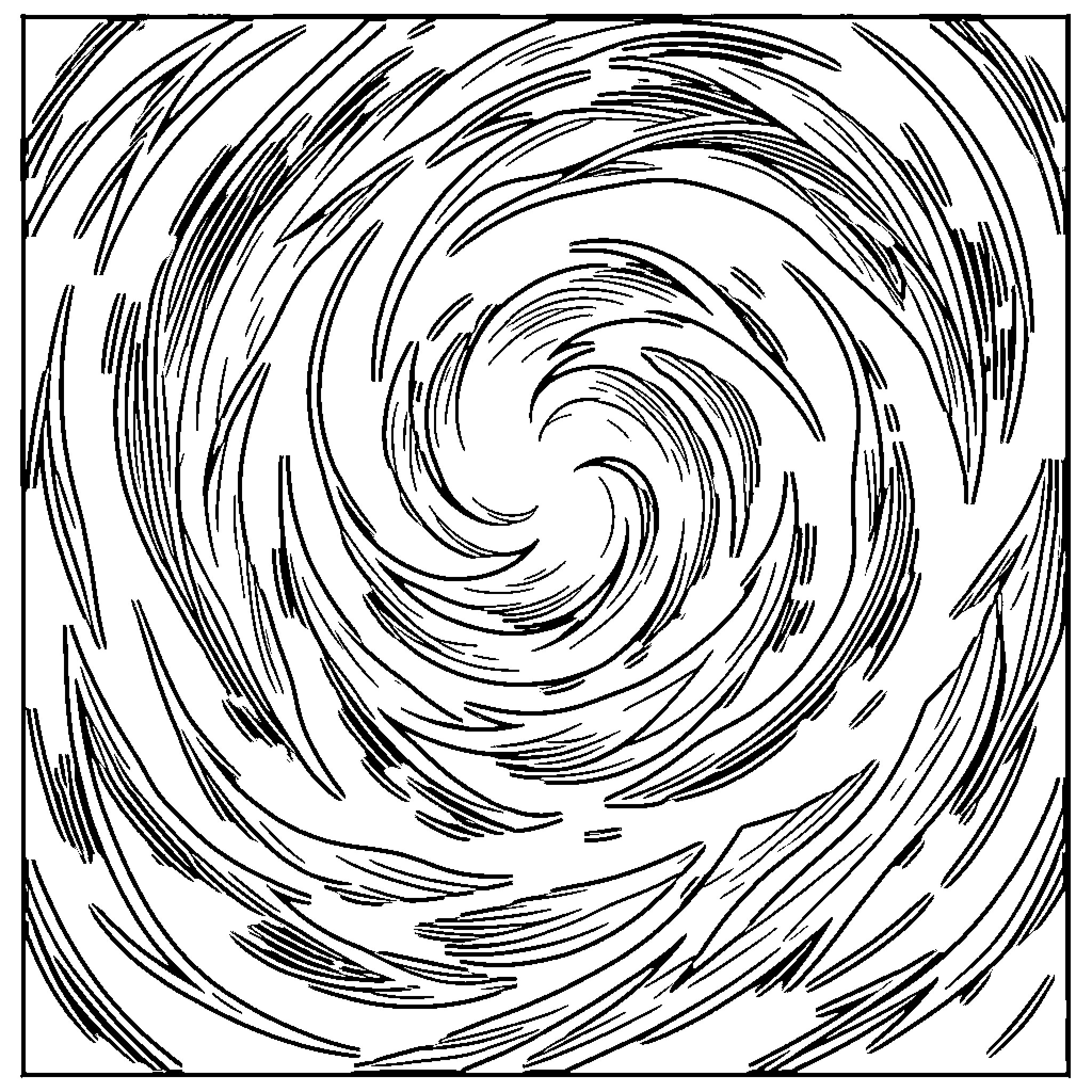 Art of Swirling Abstract Patterns Coloring Page (free black-and-white line drawing printable PDF for all, from beginners to advanced learners, including children, teens, adults, and seniors)