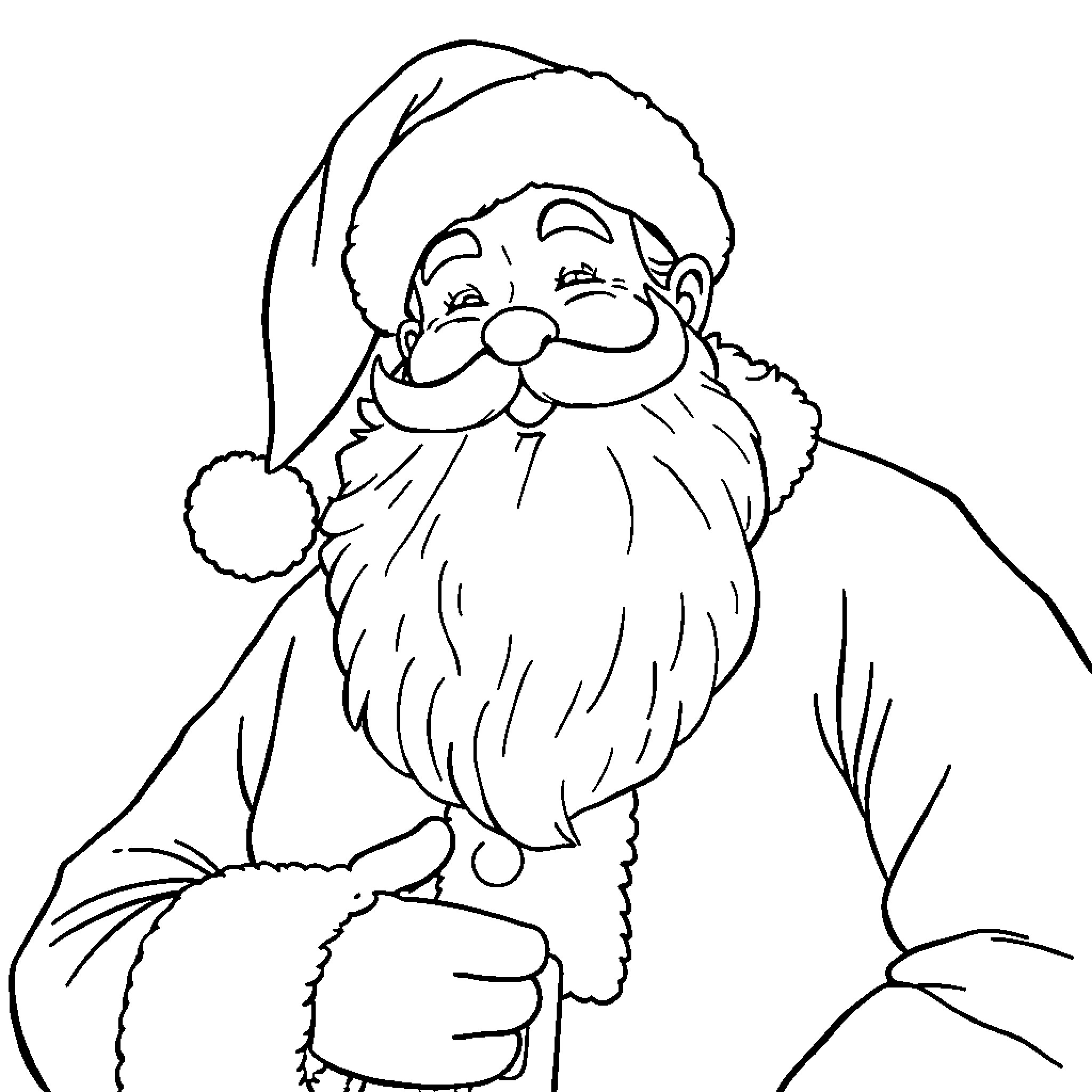 Isaac's Joyful Santa Portrayal Coloring Page (free black-and-white line drawing printable PDF for all, from beginners to advanced learners, including children, teens, adults, and seniors)