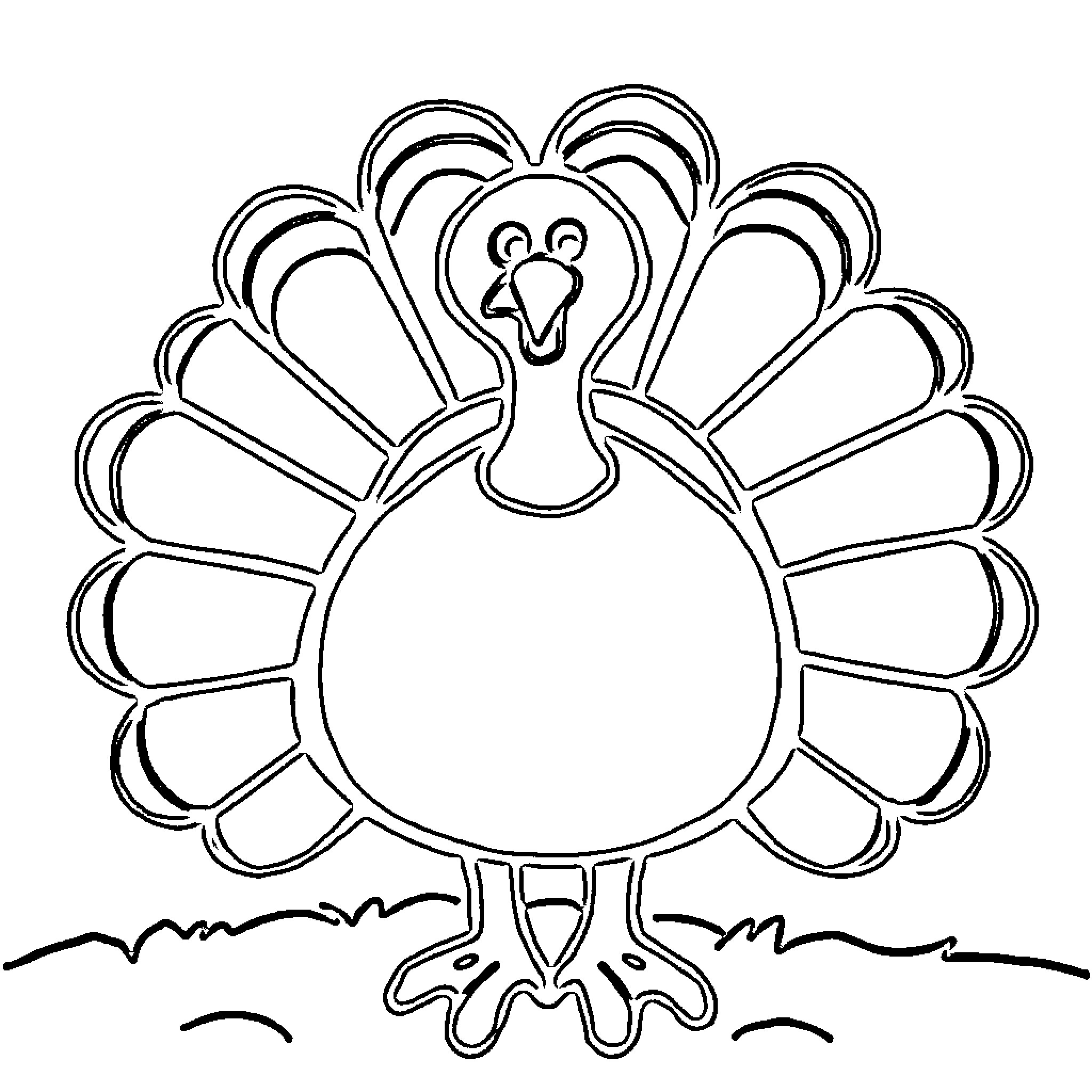 Turkey spreading its feathers proudly Coloring Page (free black-and-white line drawing printable PDF for all, from beginners to advanced learners, including children, teens, adults, and seniors)