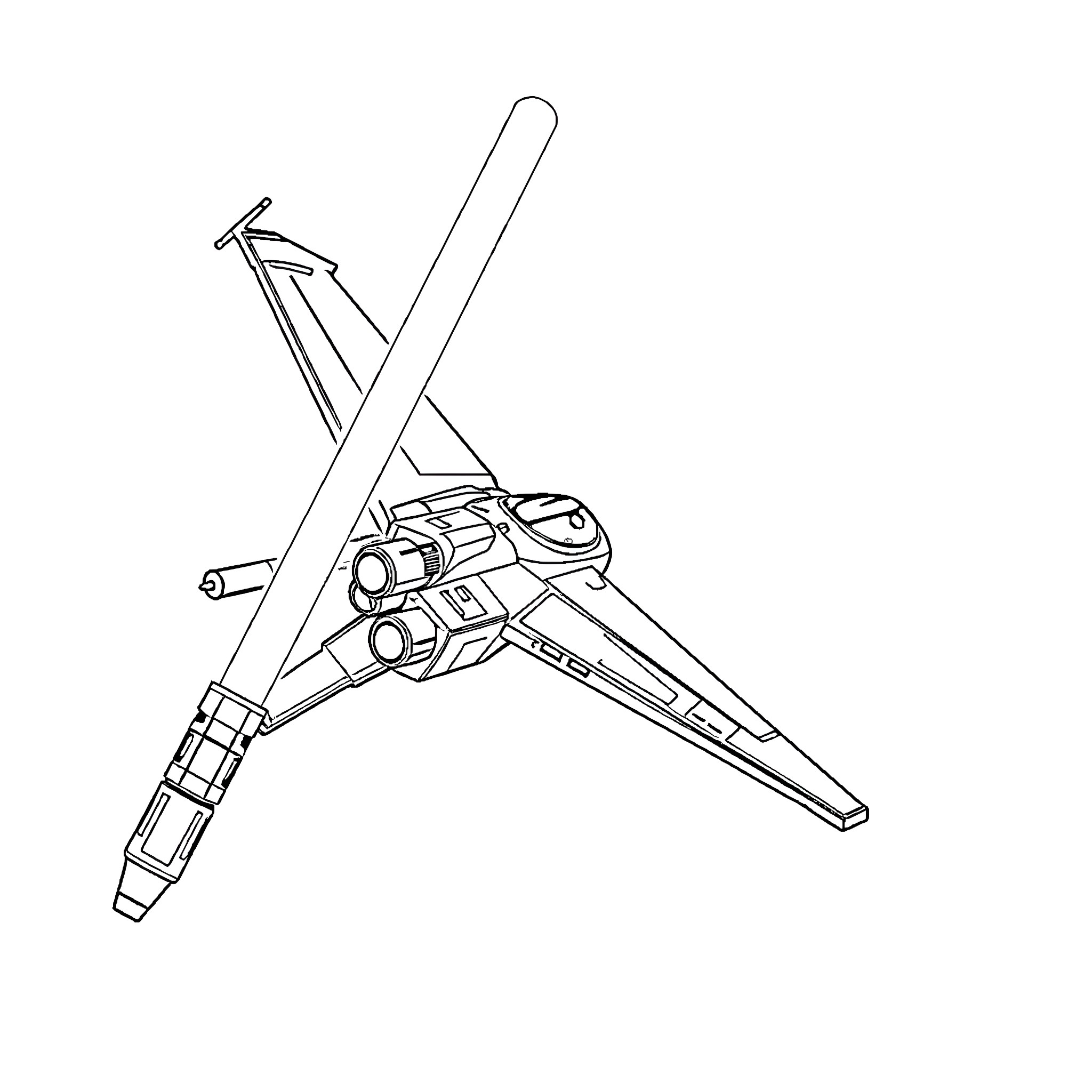 Lightsaber combat training with futuristic weaponry Coloring Page (free black-and-white line drawing printable PDF for all, from beginners to advanced learners, including children, teens, adults, and seniors)