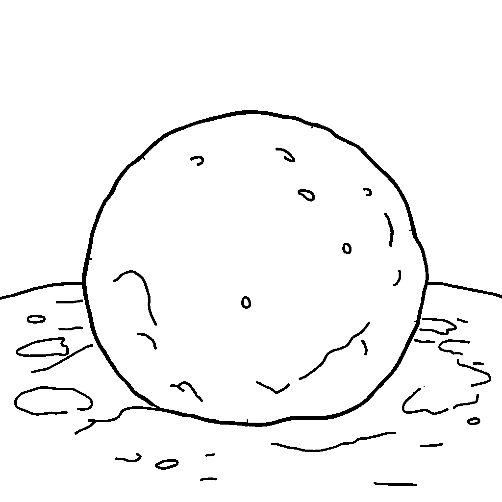Snowball rolling in the snow Coloring Page (free black-and-white line drawing printable PDF for all, from beginners to advanced learners, including children, teens, adults, and seniors)
