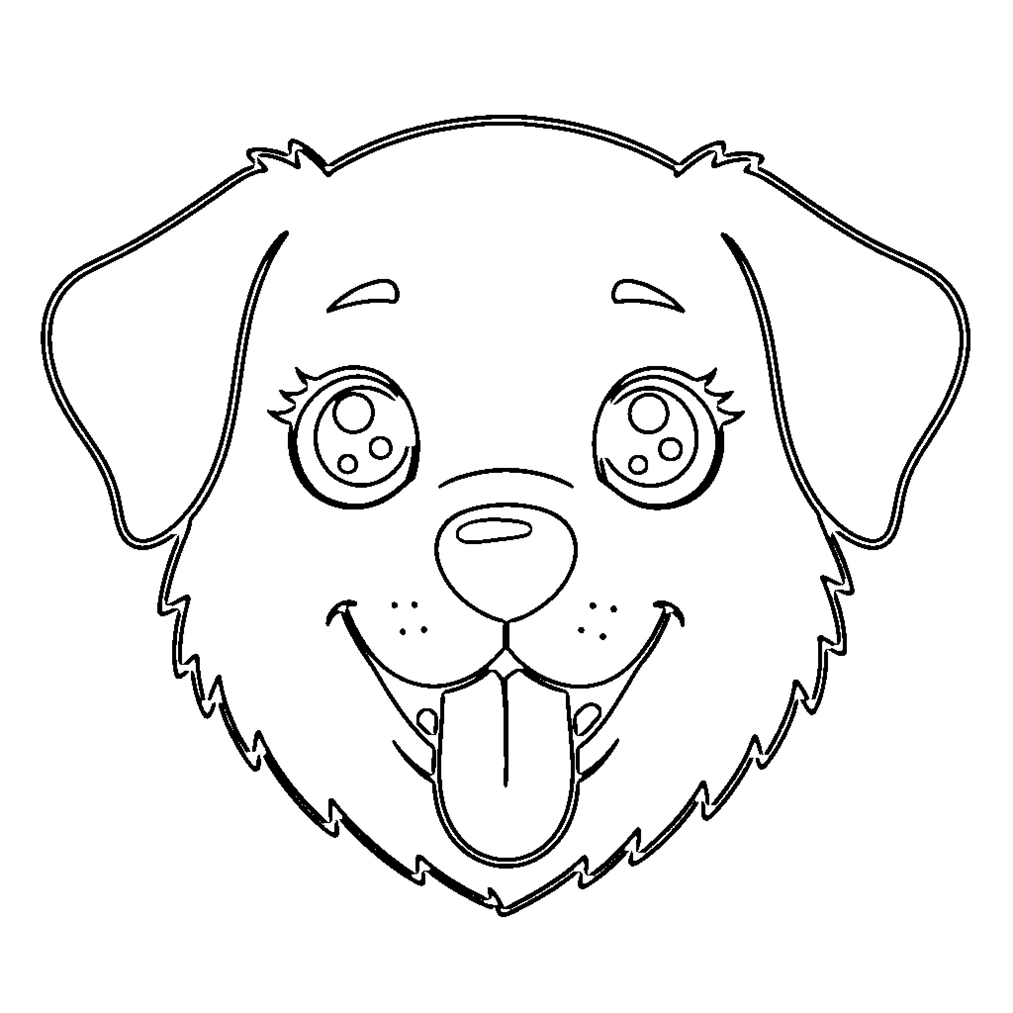 Dog with adorable expression Coloring Page (free black-and-white line drawing printable PDF for all, from beginners to advanced learners, including children, teens, adults, and seniors)