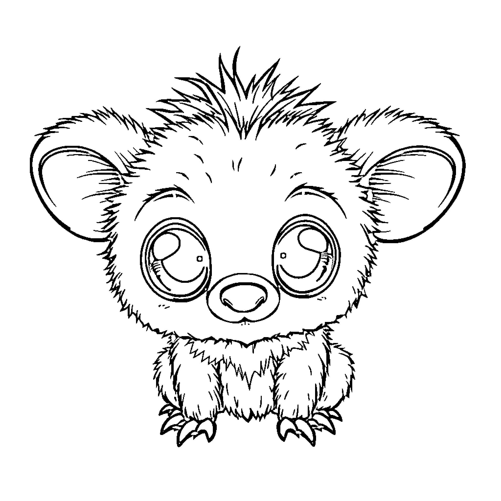 Labubu's Adorable Furry Friend Coloring Page (free black-and-white line drawing printable PDF for all, from beginners to advanced learners, including children, teens, adults, and seniors)