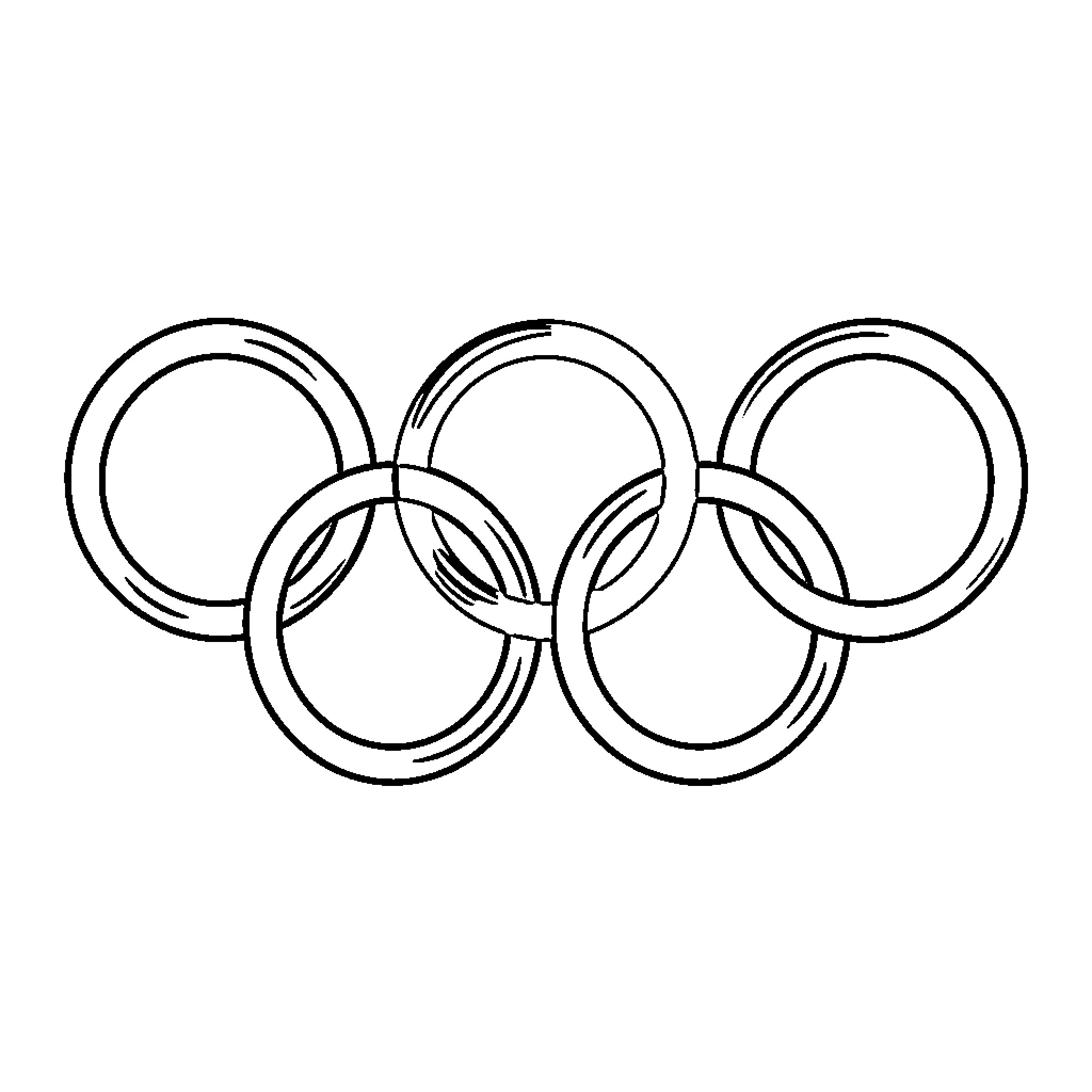 Olympics Logo featuring interlocked rings Coloring Page (free black-and-white line drawing printable PDF for all, from beginners to advanced learners, including children, teens, adults, and seniors)