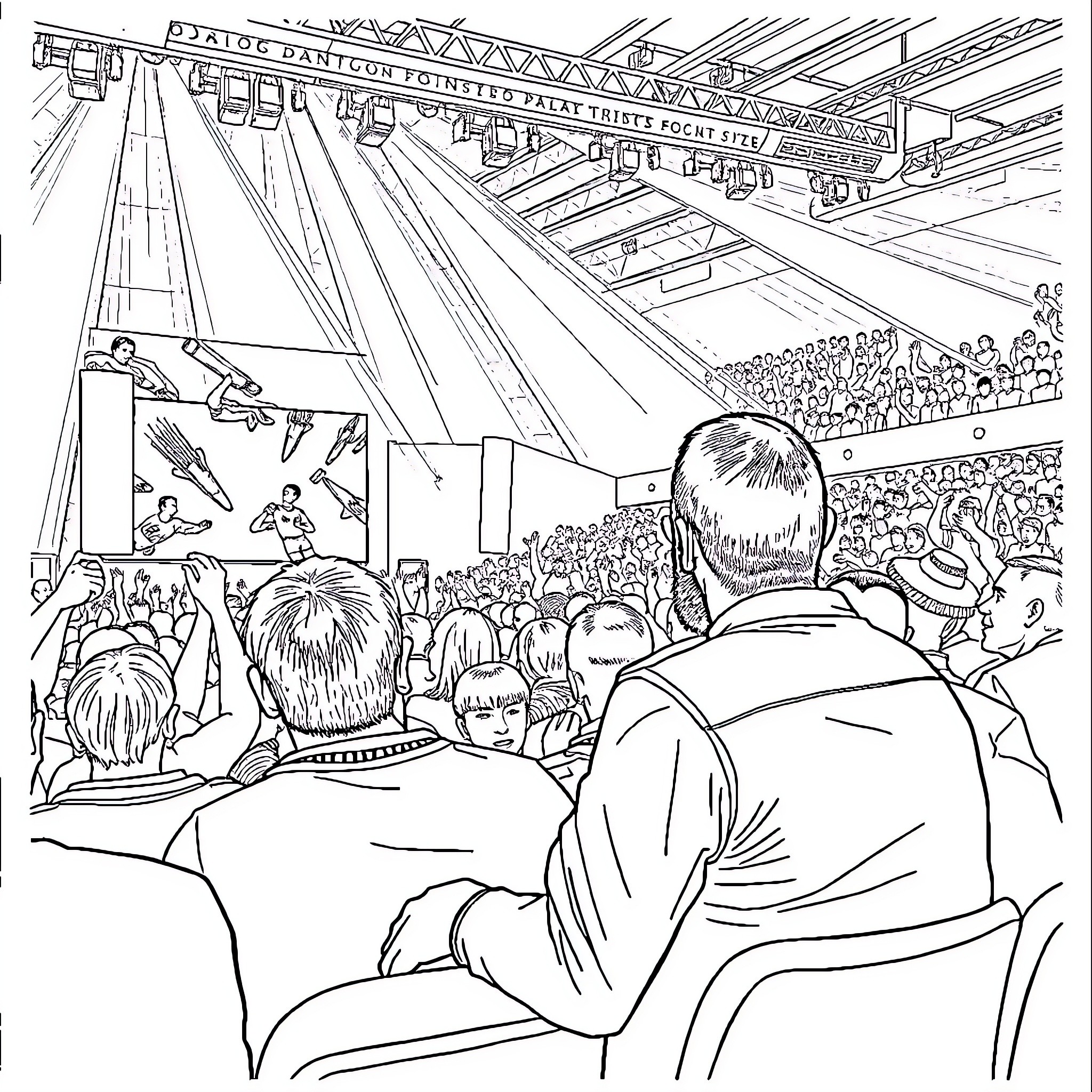Eric Cantona - Celebrating with Fans at a Stadium Event Coloring Page (free black-and-white line drawing printable PDF for all, from beginners to advanced learners, including children, teens, adults, and seniors)