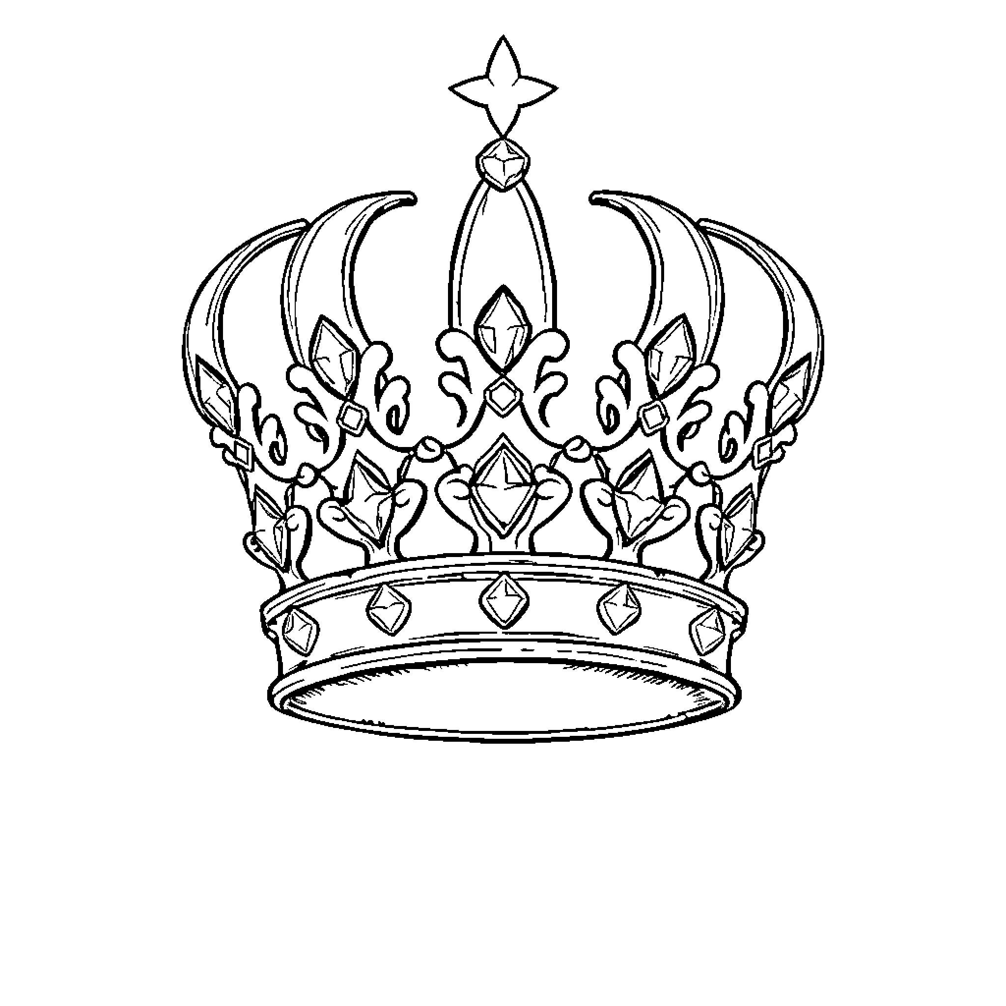 Crown of regal splendor and ornate design Coloring Page (free black-and-white line drawing printable PDF for all, from beginners to advanced learners, including children, teens, adults, and seniors)