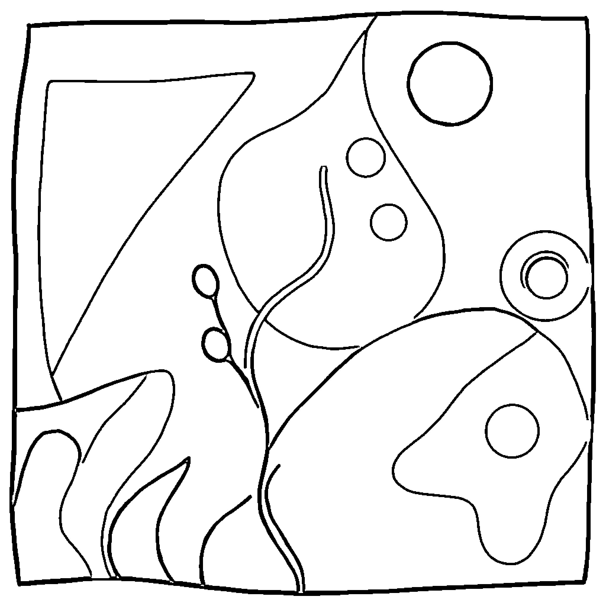 Form of organic shapes and patterns Coloring Page (free black-and-white line drawing printable PDF for all, from beginners to advanced learners, including children, teens, adults, and seniors)