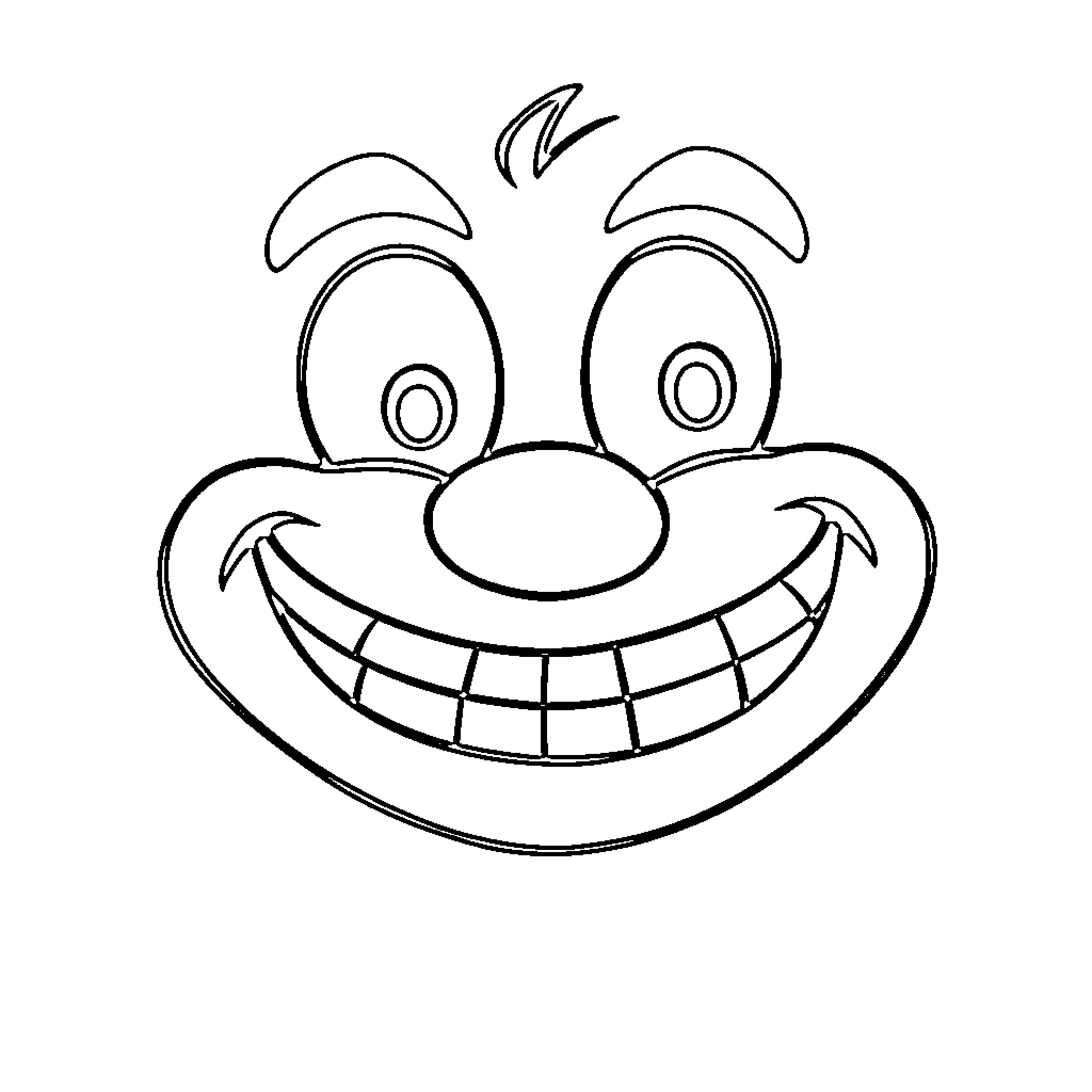 Symbol of a cheerful and grinning face Coloring Page (free black-and-white line drawing printable PDF for all, from beginners to advanced learners, including children, teens, adults, and seniors)