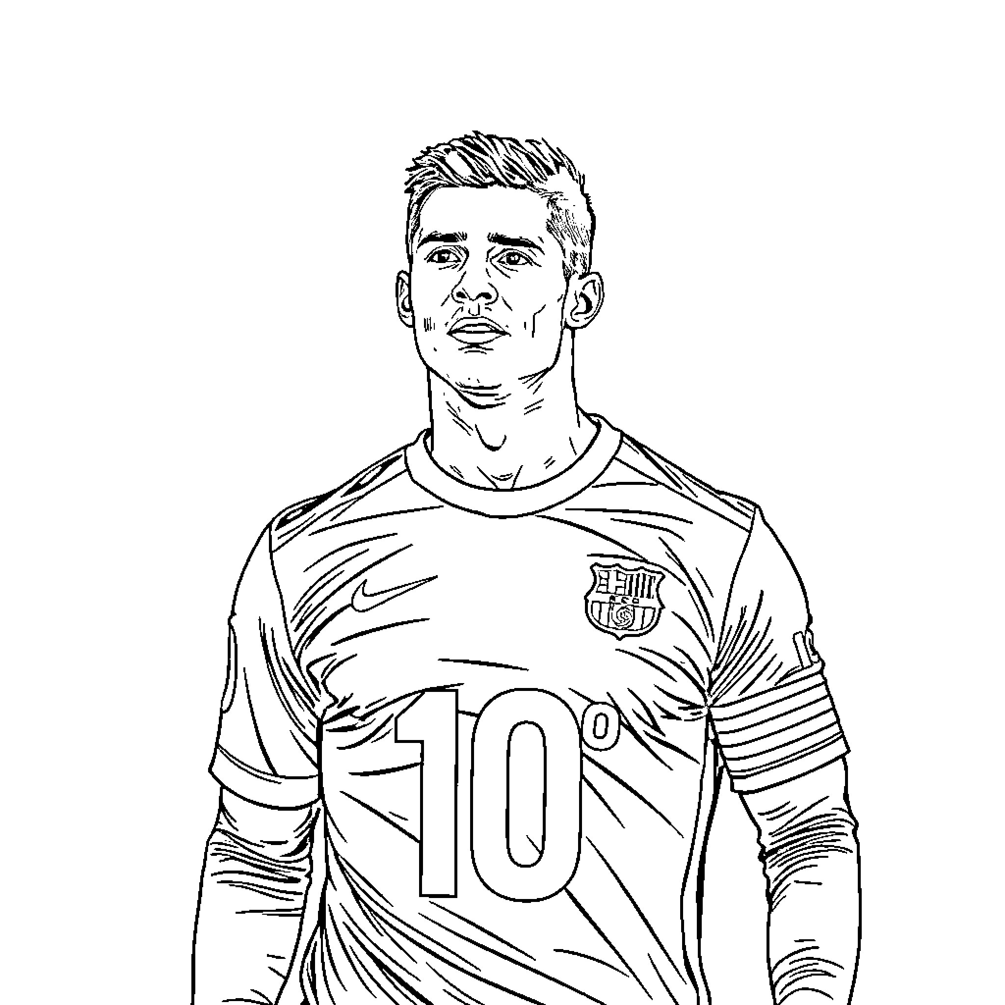 Cristiano Ronaldo in Soccer Uniform Coloring Page (free black-and-white line drawing printable PDF for all, from beginners to advanced learners, including children, teens, adults, and seniors)