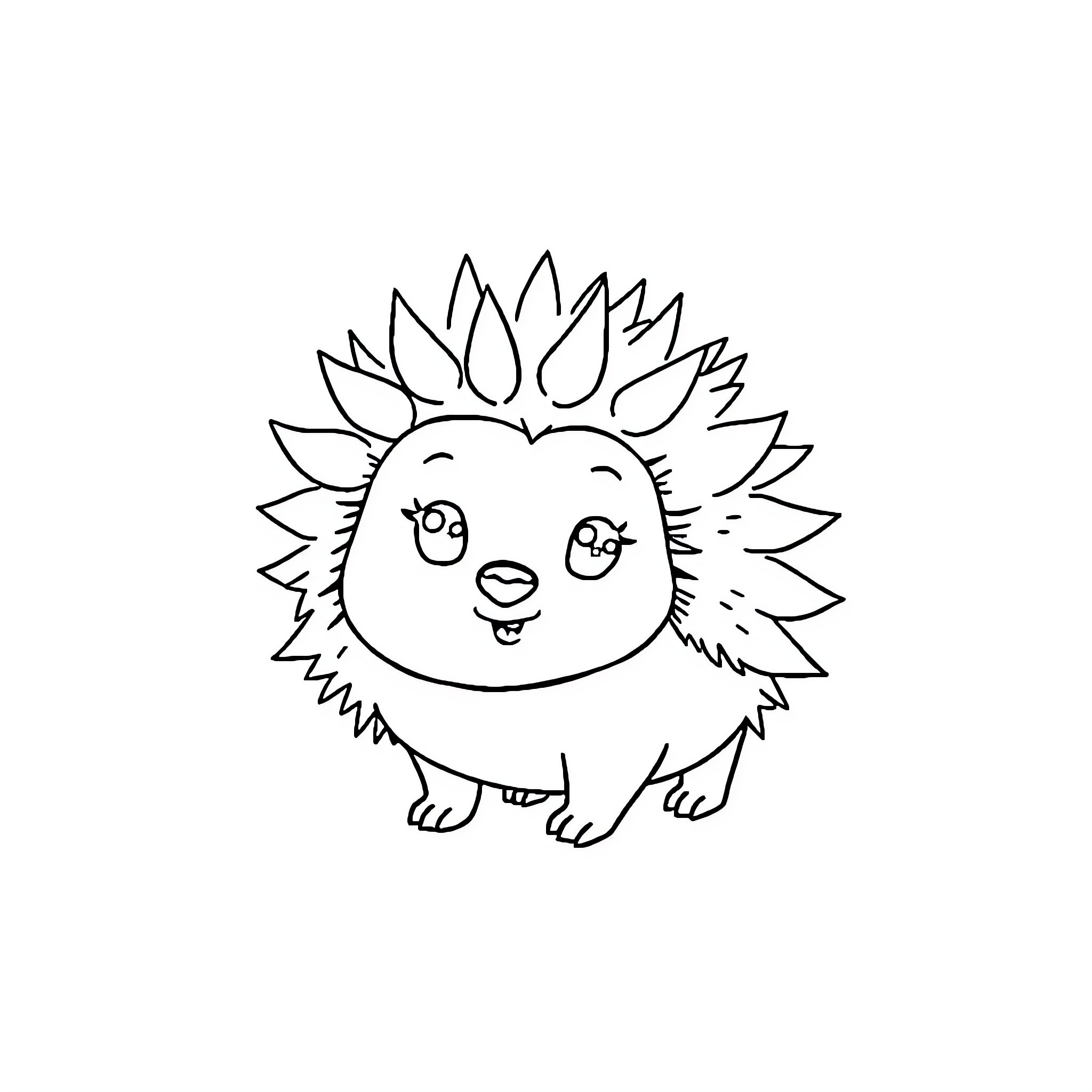 Hedgehog with a cheerful expression Coloring Page (free black-and-white line drawing printable PDF for all, from beginners to advanced learners, including children, teens, adults, and seniors)
