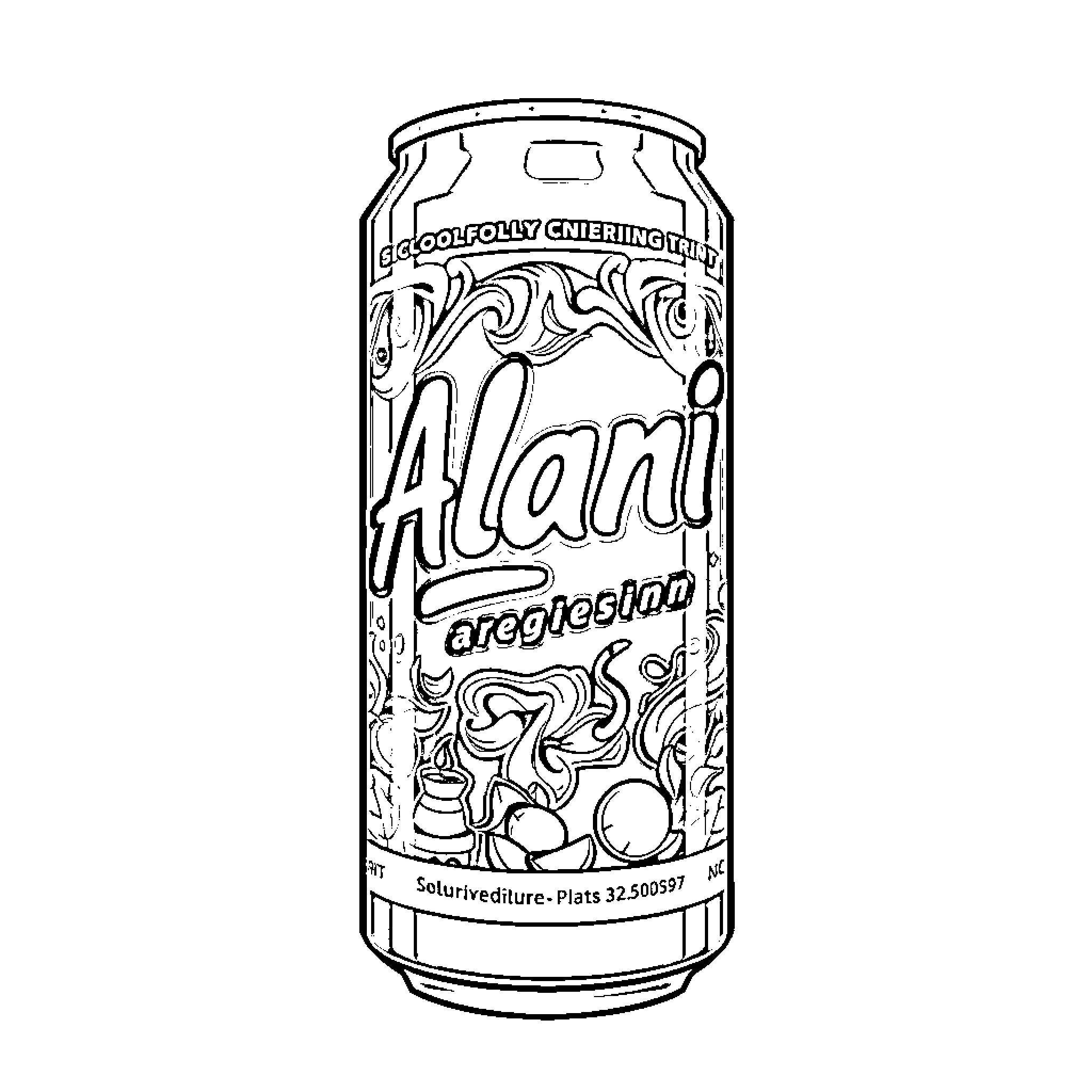 Energy Drink with Artistic Can Design Coloring Page (free black-and-white line drawing printable PDF for all, from beginners to advanced learners, including children, teens, adults, and seniors)