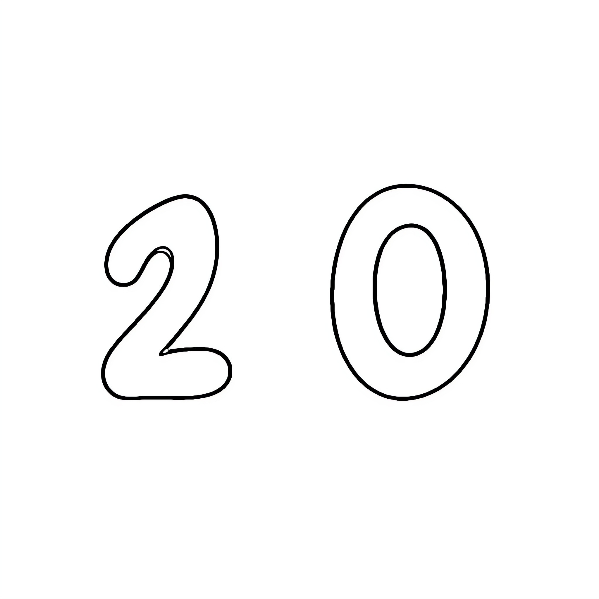 House with number 20 written on it Coloring Page (free black-and-white line drawing printable PDF for all, from beginners to advanced learners, including children, teens, adults, and seniors)