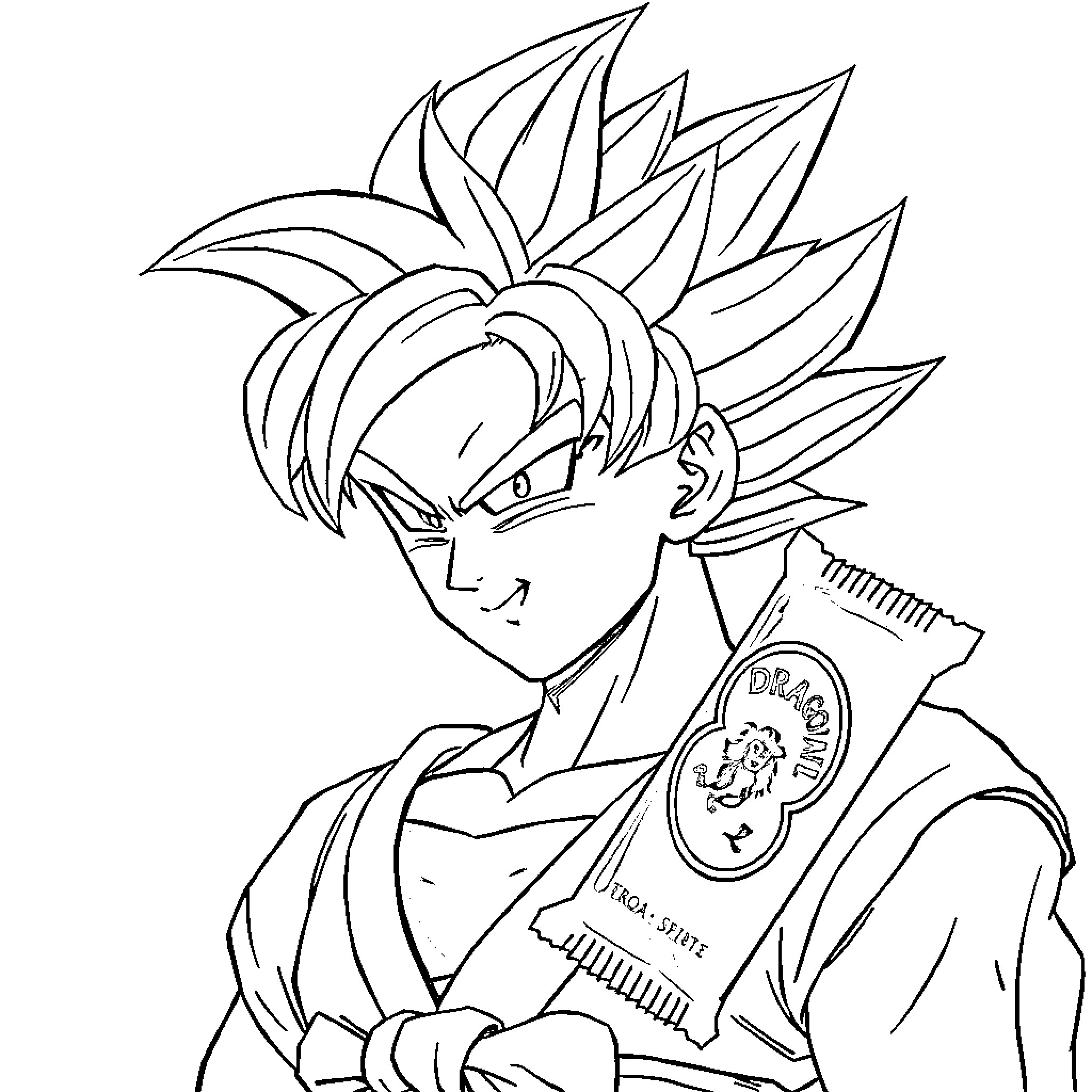Dragonball Z Fierce Warrior Revealed Coloring Page (free black-and-white line drawing printable PDF for all, from beginners to advanced learners, including children, teens, adults, and seniors)