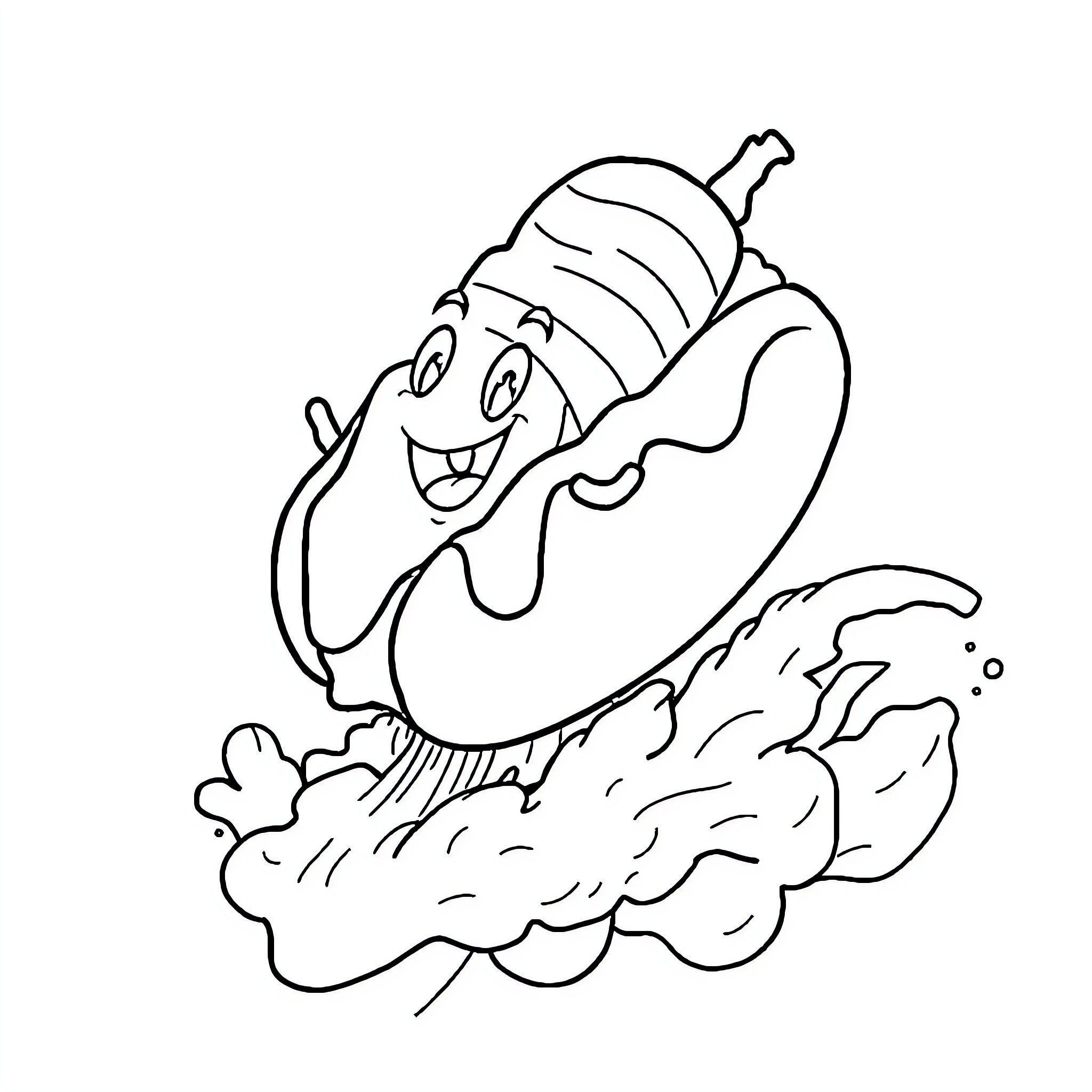 Corn Dog jumping with excitement Coloring Page (free black-and-white line drawing printable PDF for all, from beginners to advanced learners, including children, teens, adults, and seniors)
