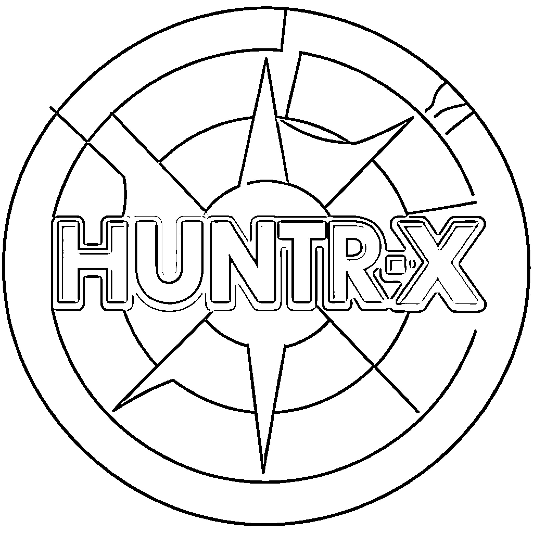 Hunter's Symbol and Logo Design Coloring Page (free black-and-white line drawing printable PDF for all, from beginners to advanced learners, including children, teens, adults, and seniors)