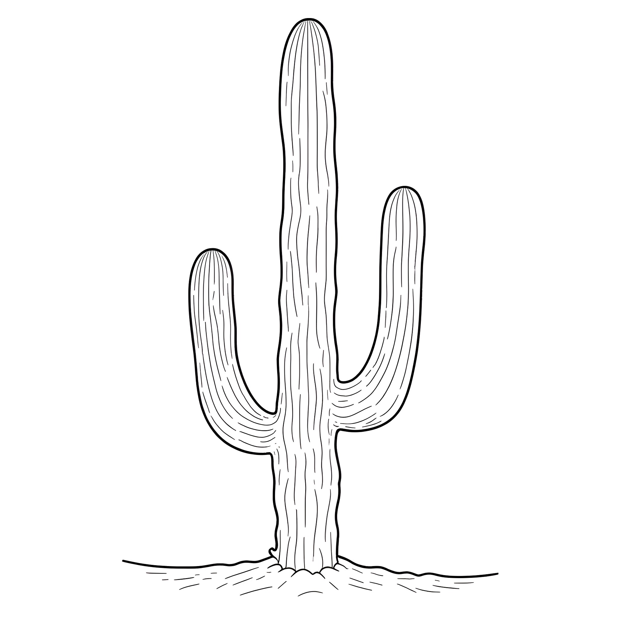 Cactus plant in simple outline Coloring Page (free black-and-white line drawing printable PDF for all, from beginners to advanced learners, including children, teens, adults, and seniors)