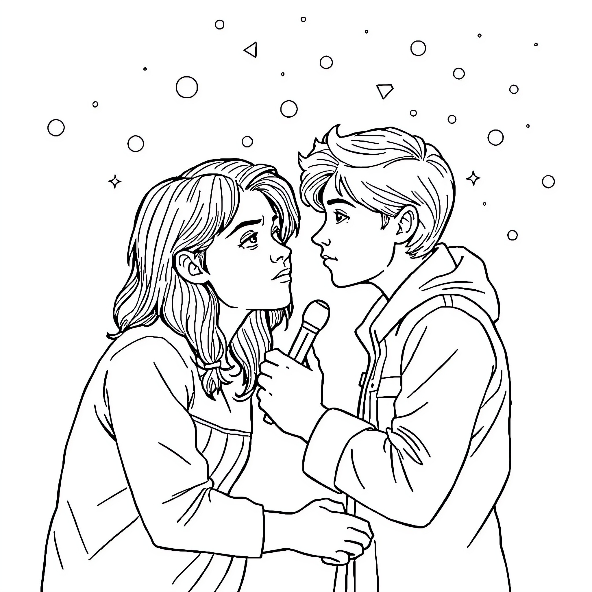 Time for a Tender Moment Coloring Page (free black-and-white line drawing printable PDF for all, from beginners to advanced learners, including children, teens, adults, and seniors)
