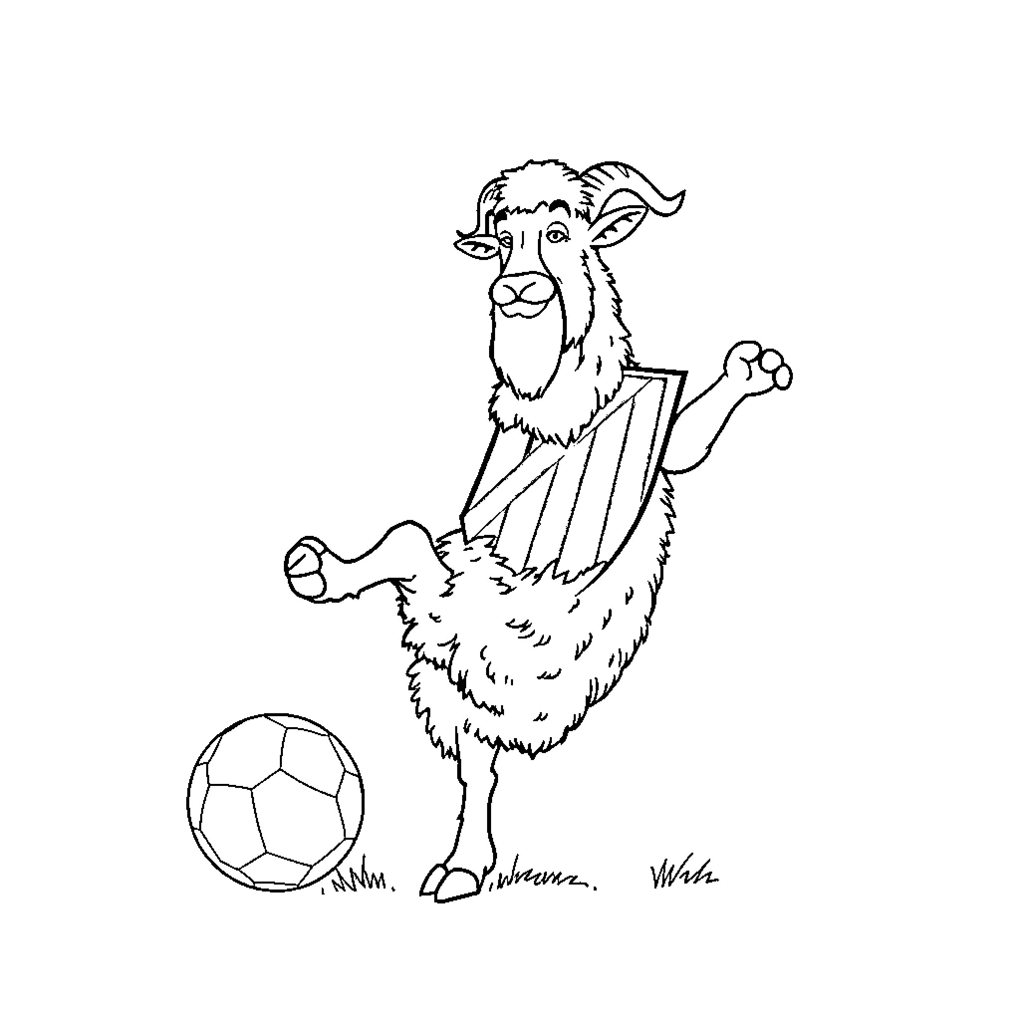 Pastor Alemán playing with soccer ball Coloring Page (free black-and-white line drawing printable PDF for all, from beginners to advanced learners, including children, teens, adults, and seniors)