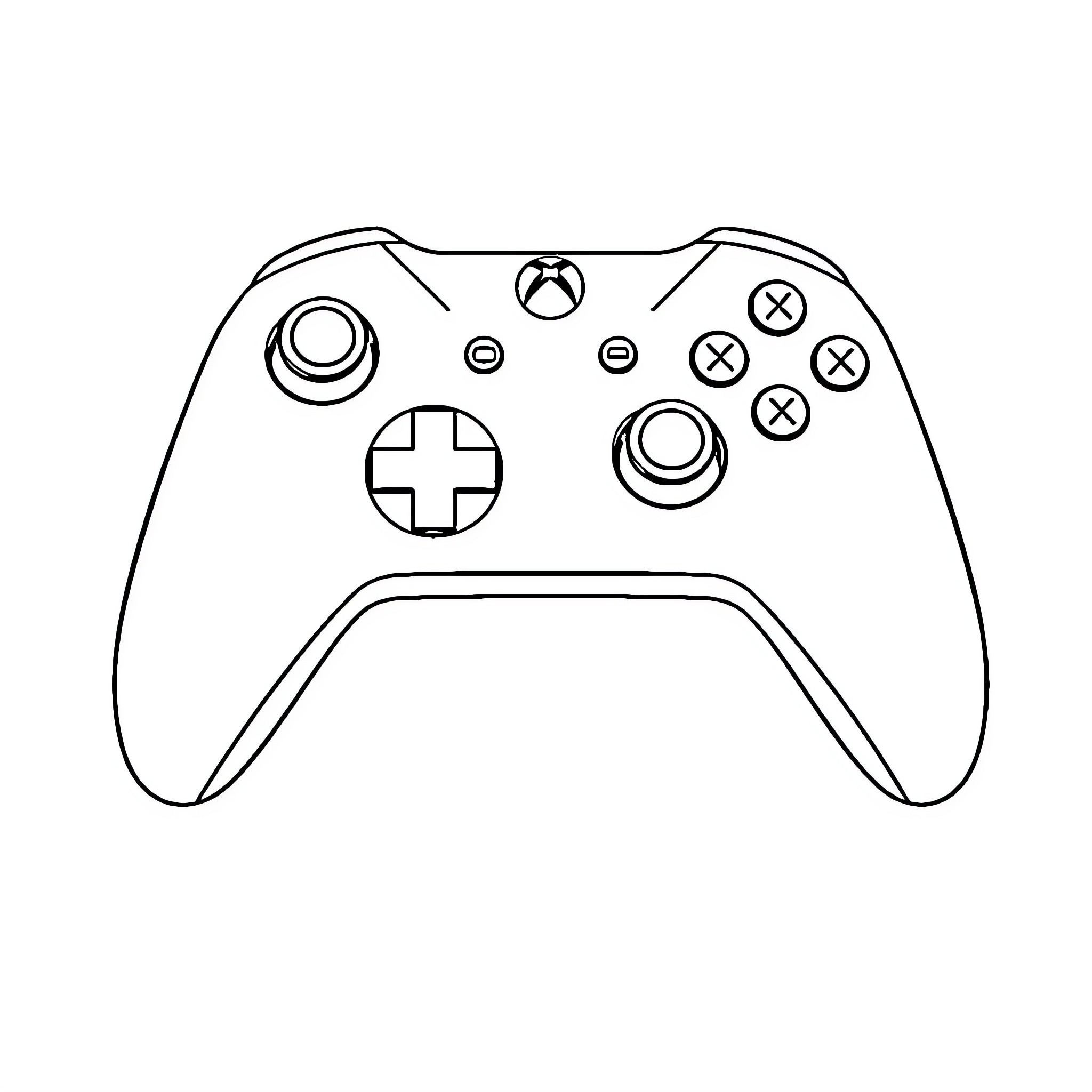 Xbox Controller in Outline Drawing Coloring Page (free black-and-white line drawing printable PDF for all, from beginners to advanced learners, including children, teens, adults, and seniors)
