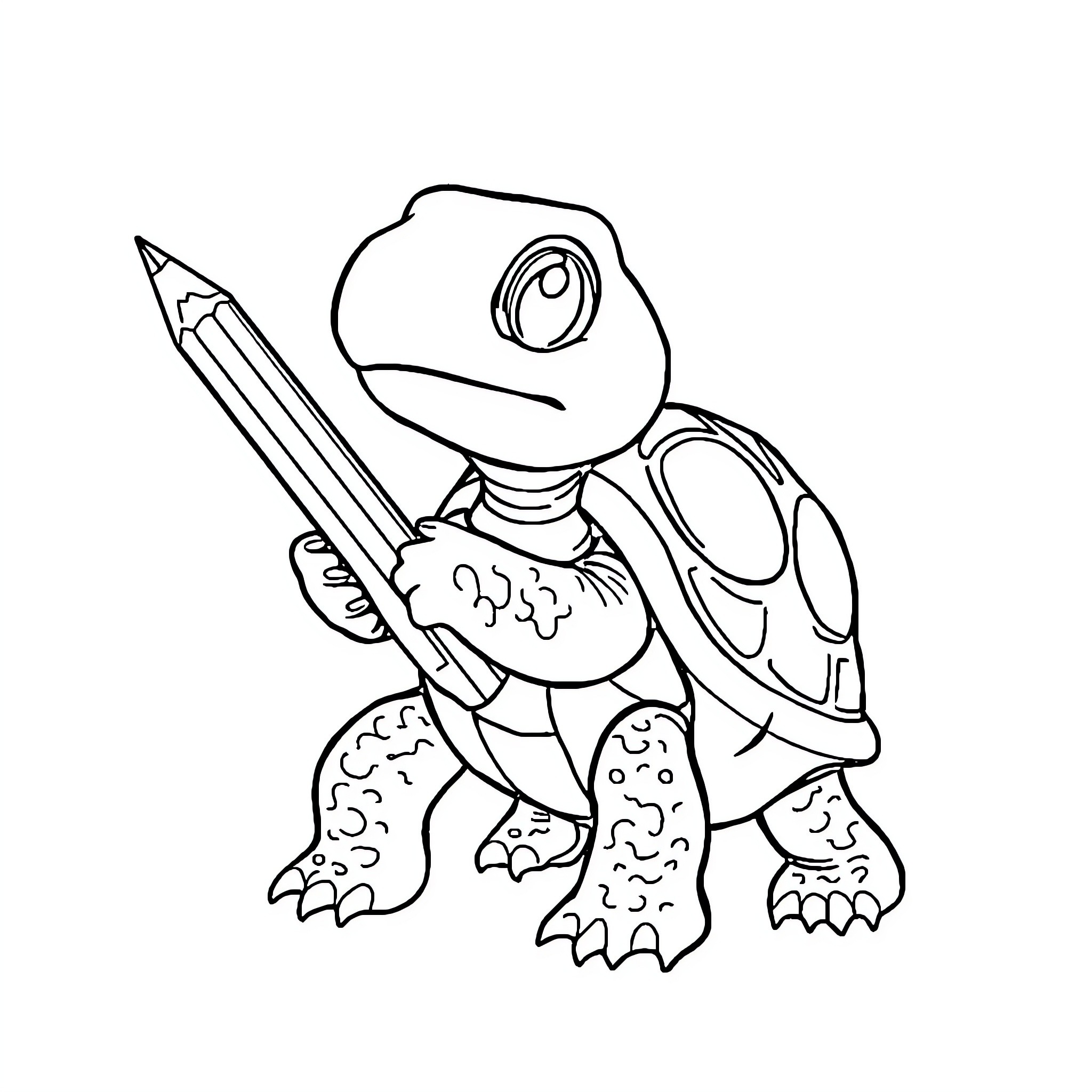 Turtle drawing with pencil Coloring Page (free black-and-white line drawing printable PDF for all, from beginners to advanced learners, including children, teens, adults, and seniors)