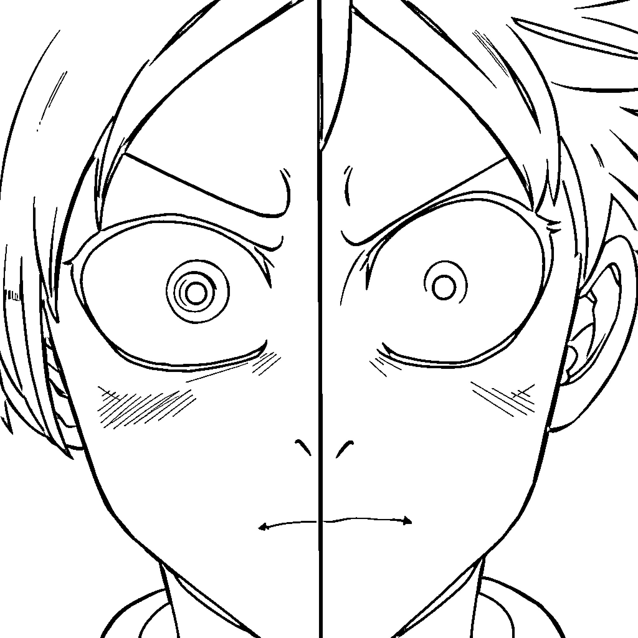 My Hero Academia: Determined Expressions and Focused Stares Coloring Page (free black-and-white line drawing printable PDF for all, from beginners to advanced learners, including children, teens, adults, and seniors)