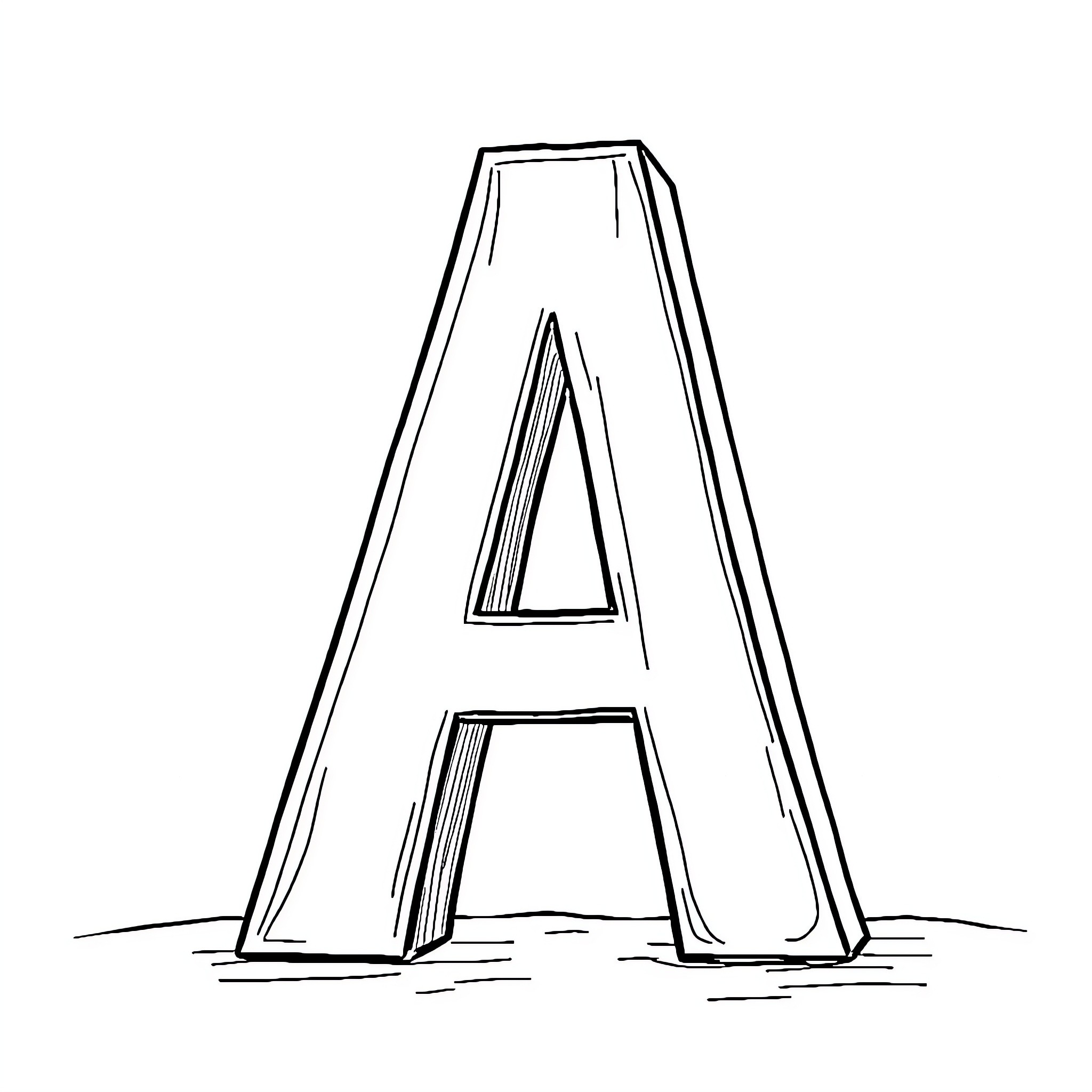 Letter A formed by abstract geometric shapes Coloring Page (free black-and-white line drawing printable PDF for all, from beginners to advanced learners, including children, teens, adults, and seniors)
