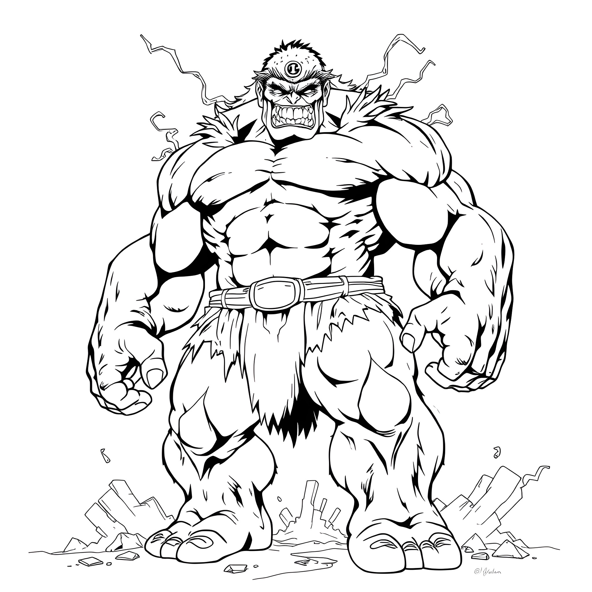 Skulk of a Burly and Ferocious Creature Coloring Page (free black-and-white line drawing printable PDF for all, from beginners to advanced learners, including children, teens, adults, and seniors)