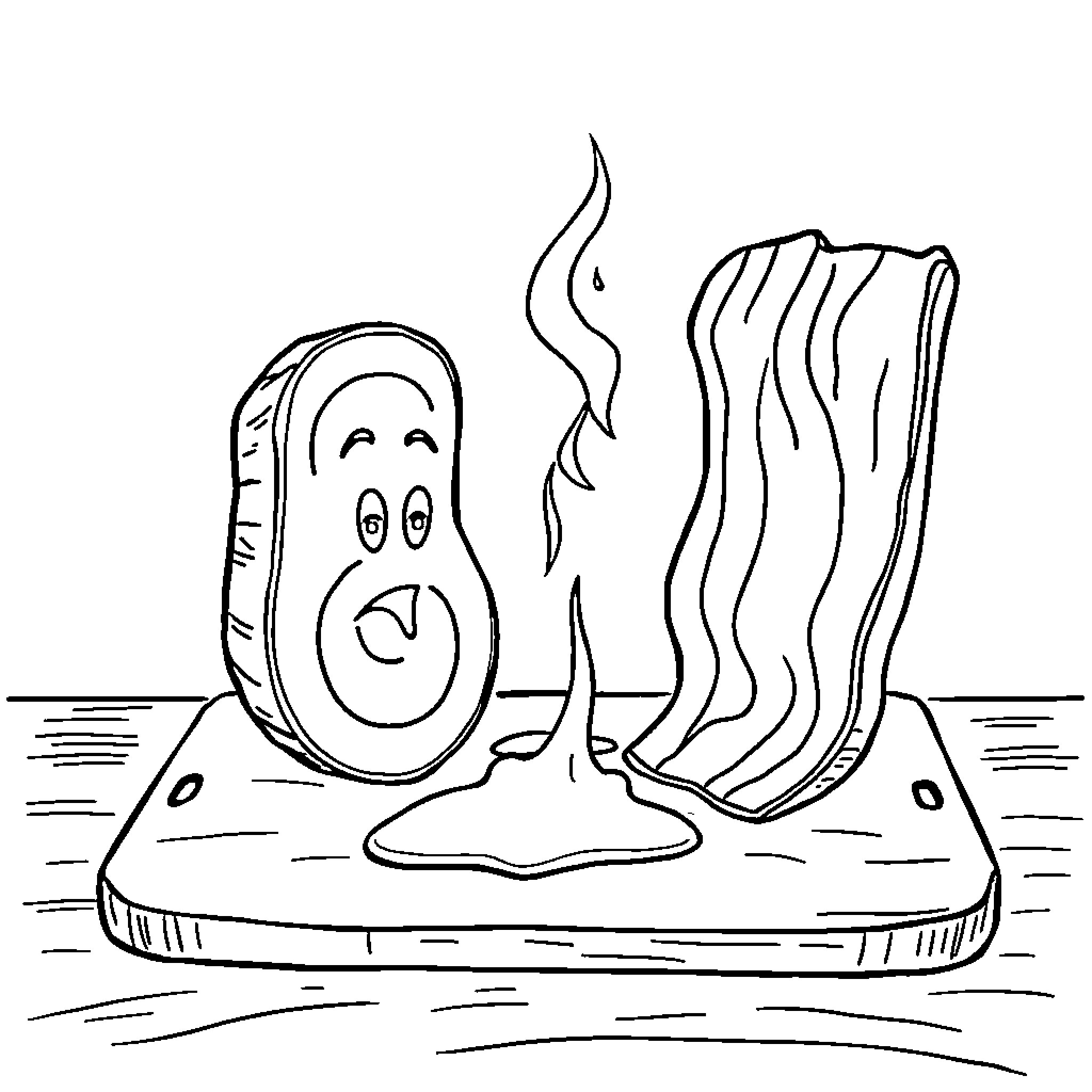 Salami enjoying a sizzling hot day Coloring Page (free black-and-white line drawing printable PDF for all, from beginners to advanced learners, including children, teens, adults, and seniors)