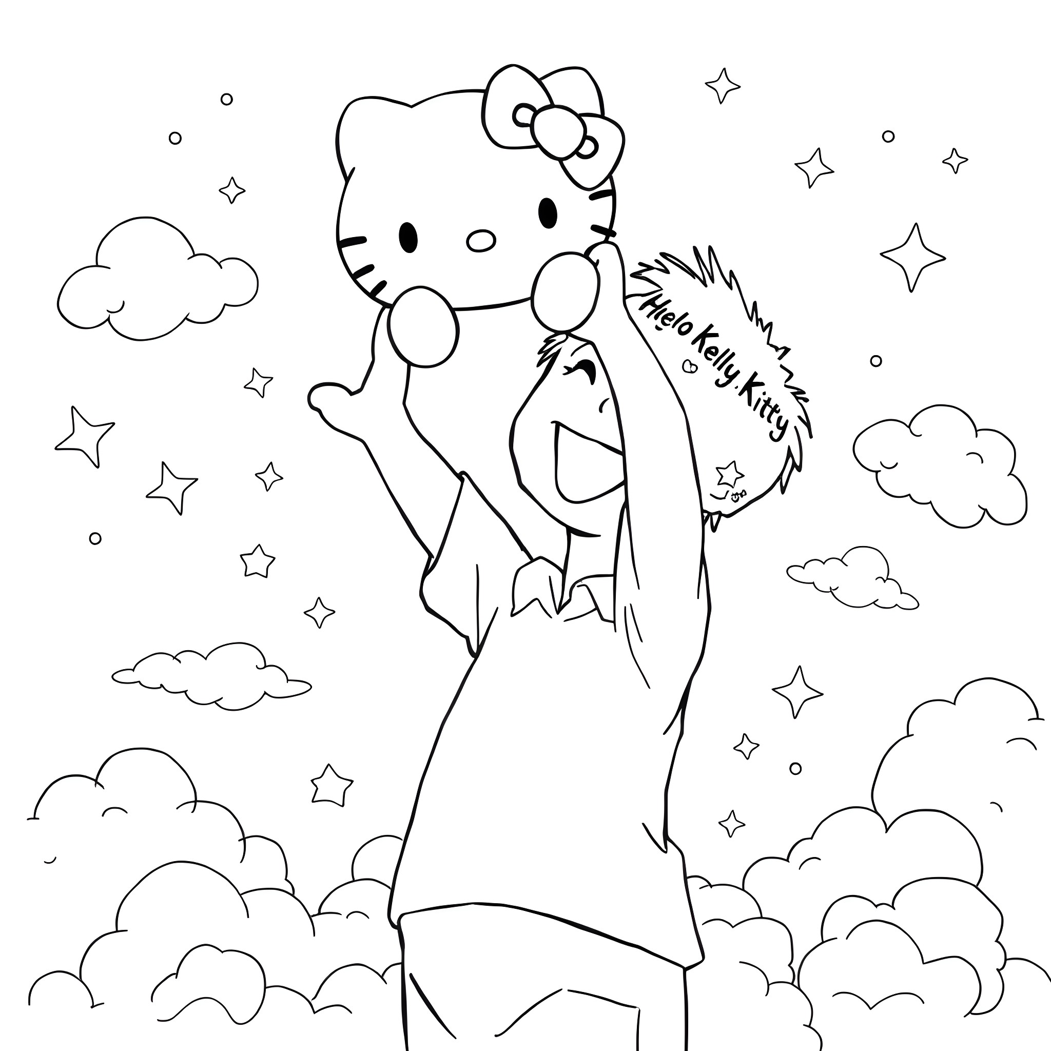 Satoru Gojo in a playful and carefree pose Coloring Page (free black-and-white line drawing printable PDF for all, from beginners to advanced learners, including children, teens, adults, and seniors)