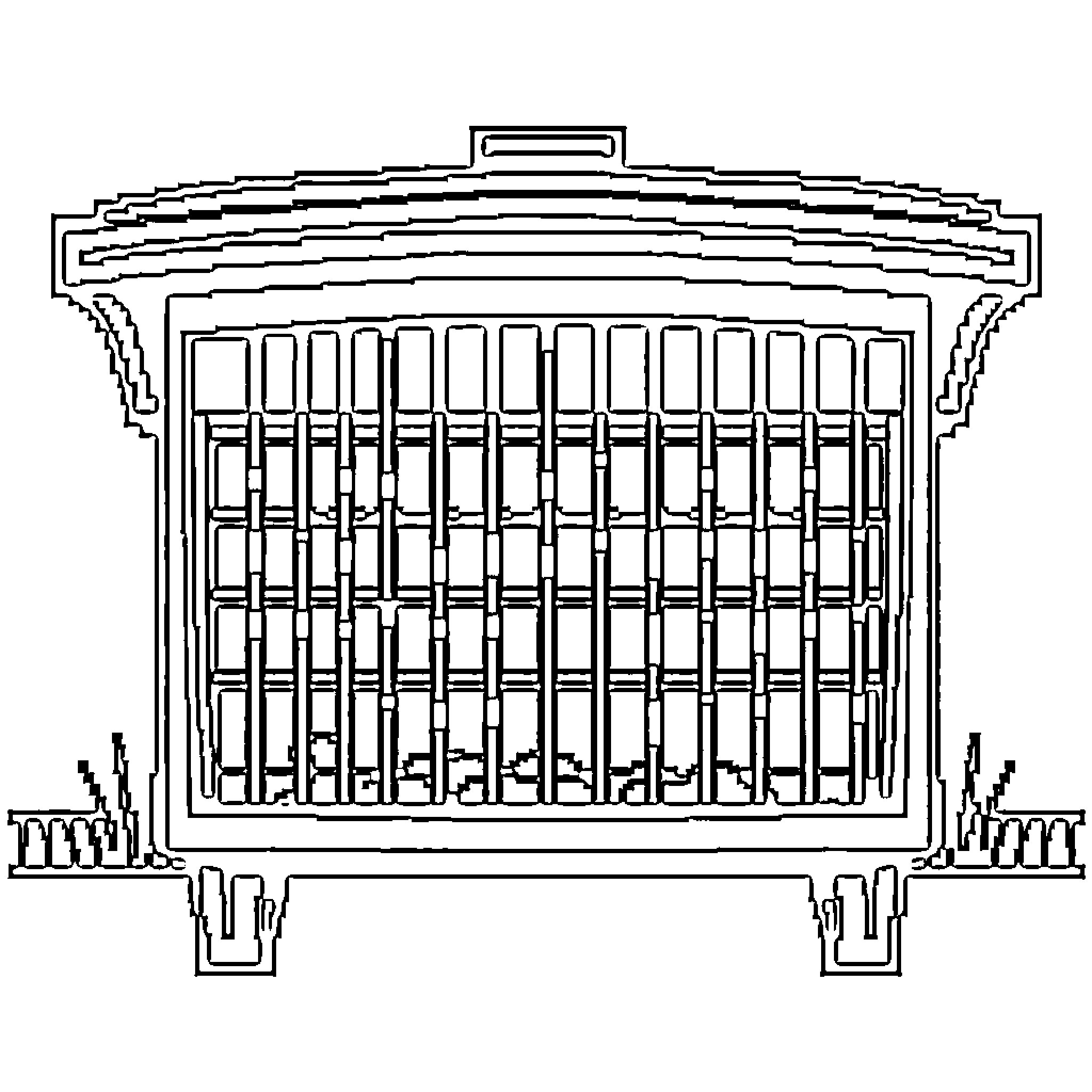 Grille with Symmetrical Architectural Design Coloring Page (free black-and-white line drawing printable PDF for all, from beginners to advanced learners, including children, teens, adults, and seniors)
