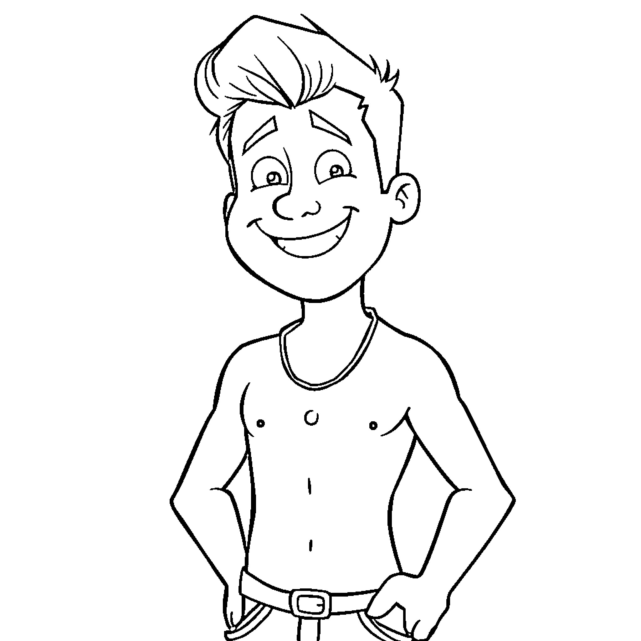 Gibby's Cheerful Doodle Adventure Coloring Page (free black-and-white line drawing printable PDF for all, from beginners to advanced learners, including children, teens, adults, and seniors)