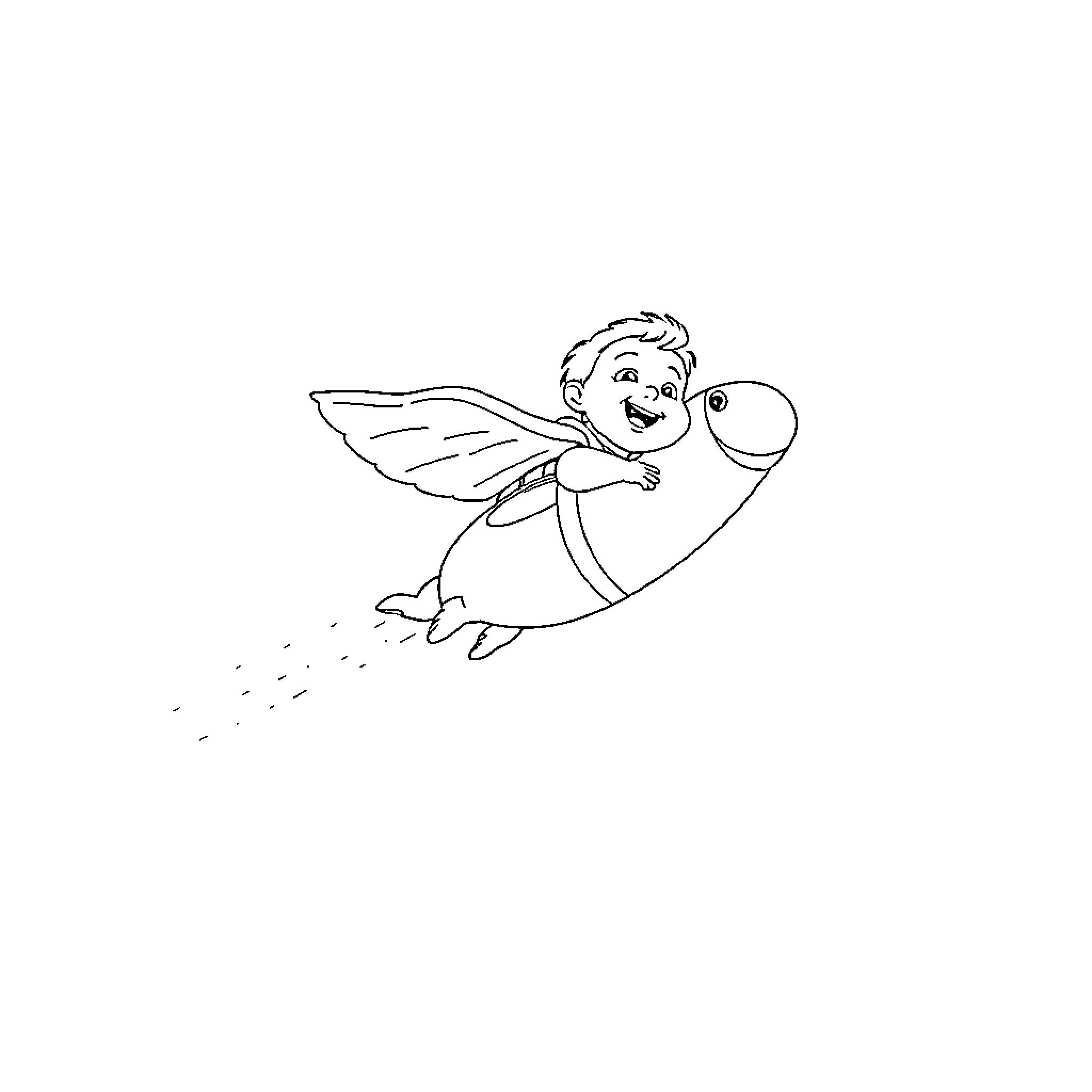Paul the Playful Fairy Flying Joyfully Coloring Page (free black-and-white line drawing printable PDF for all, from beginners to advanced learners, including children, teens, adults, and seniors)