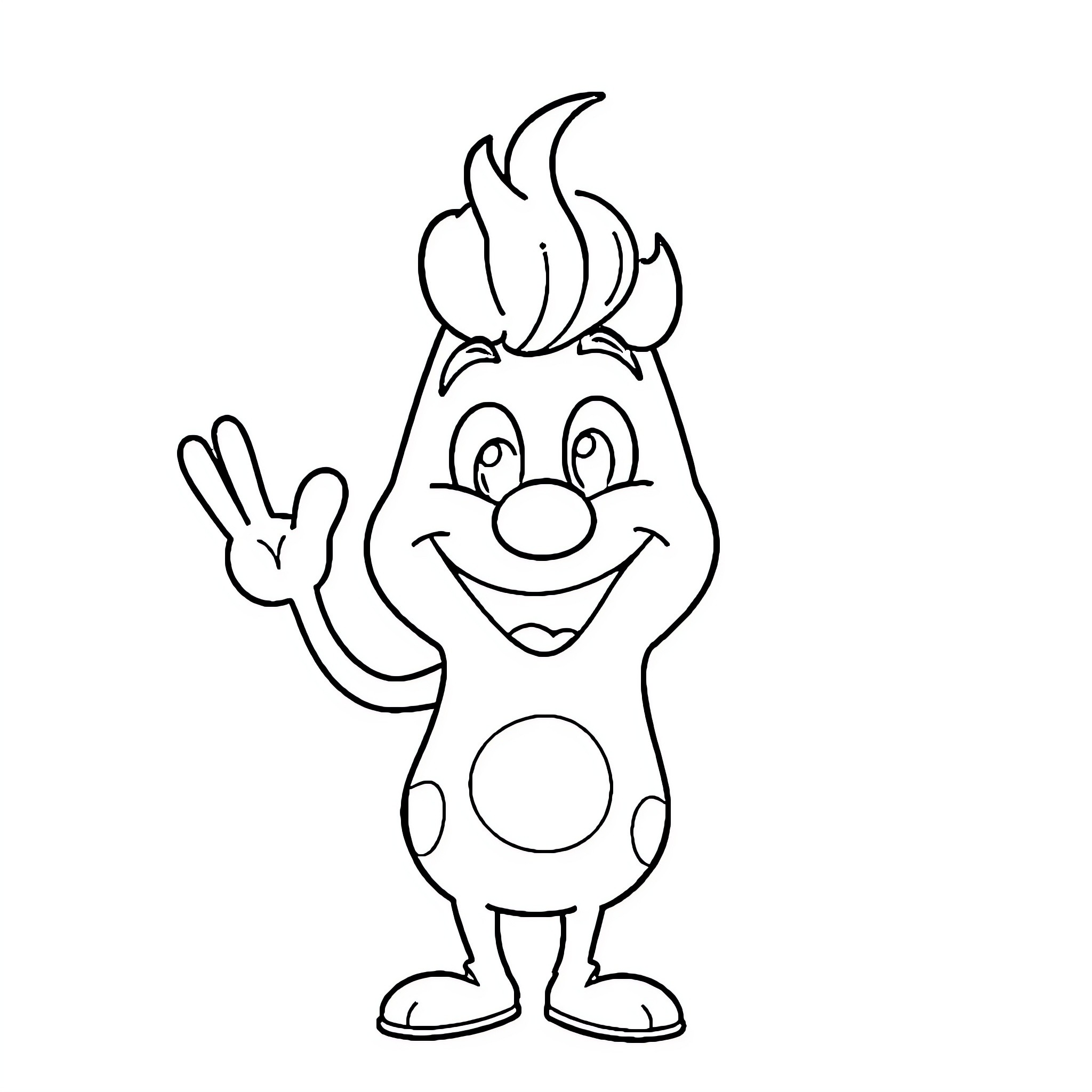 Lofi Quirky Character Making Peace Sign Coloring Page (free black-and-white line drawing printable PDF for all, from beginners to advanced learners, including children, teens, adults, and seniors)