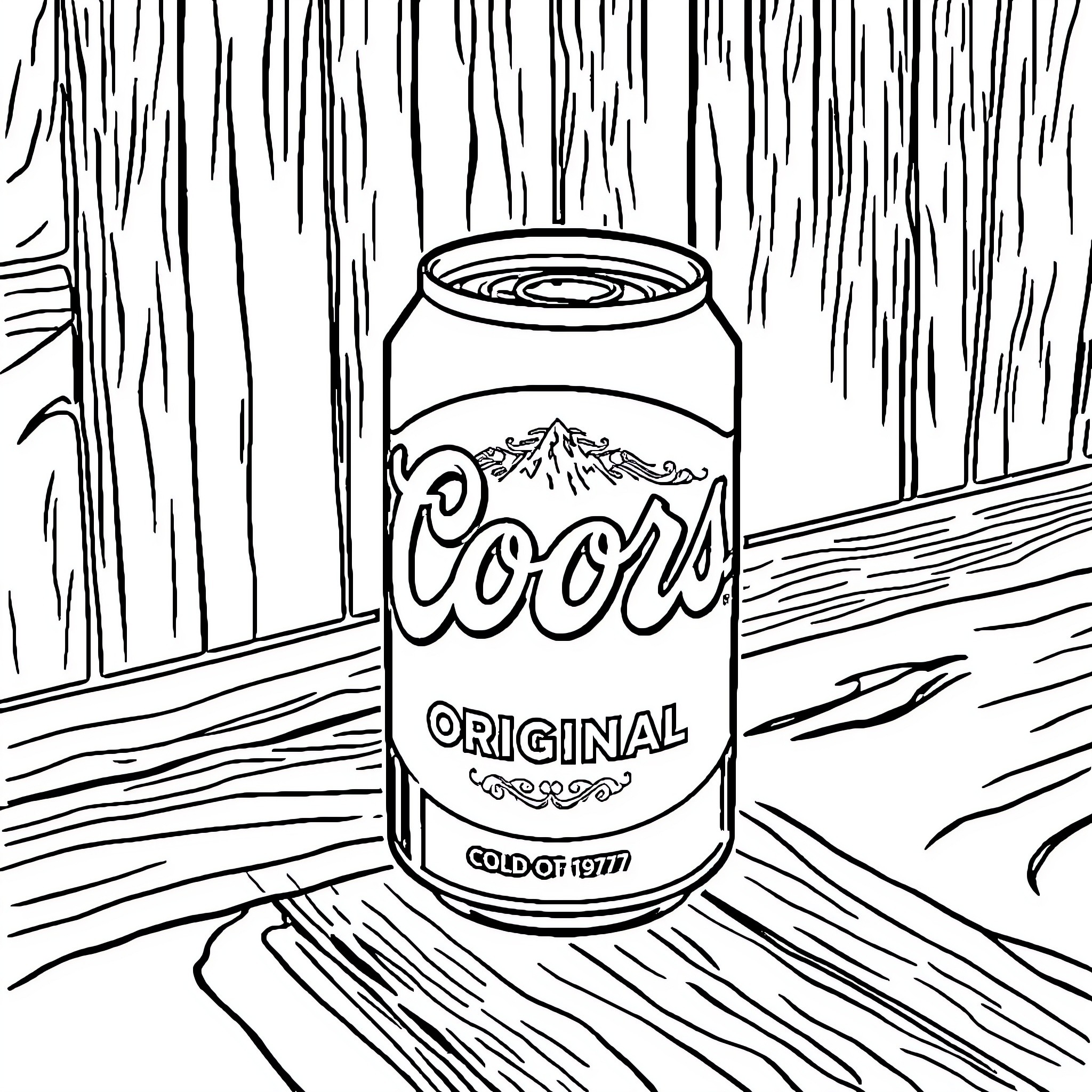 Can a refreshing drink in the forest Coloring Page (free black-and-white line drawing printable PDF for all, from beginners to advanced learners, including children, teens, adults, and seniors)