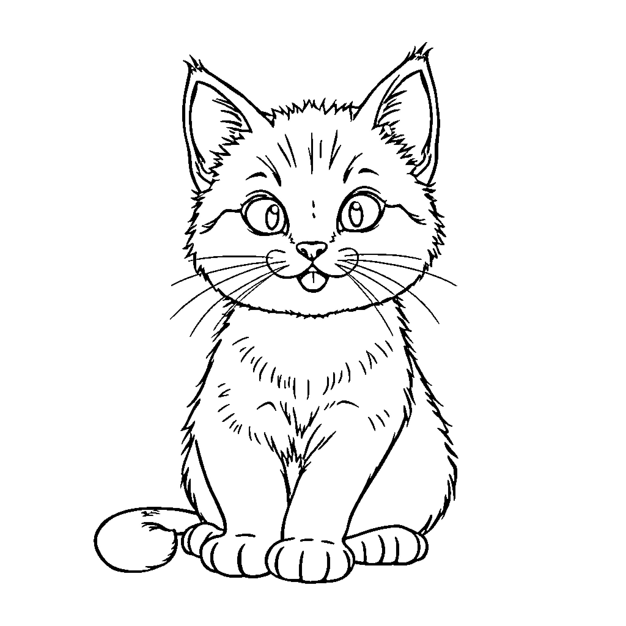 Bluey the Curious Kitten Coloring Page (free black-and-white line drawing printable PDF for all, from beginners to advanced learners, including children, teens, adults, and seniors)