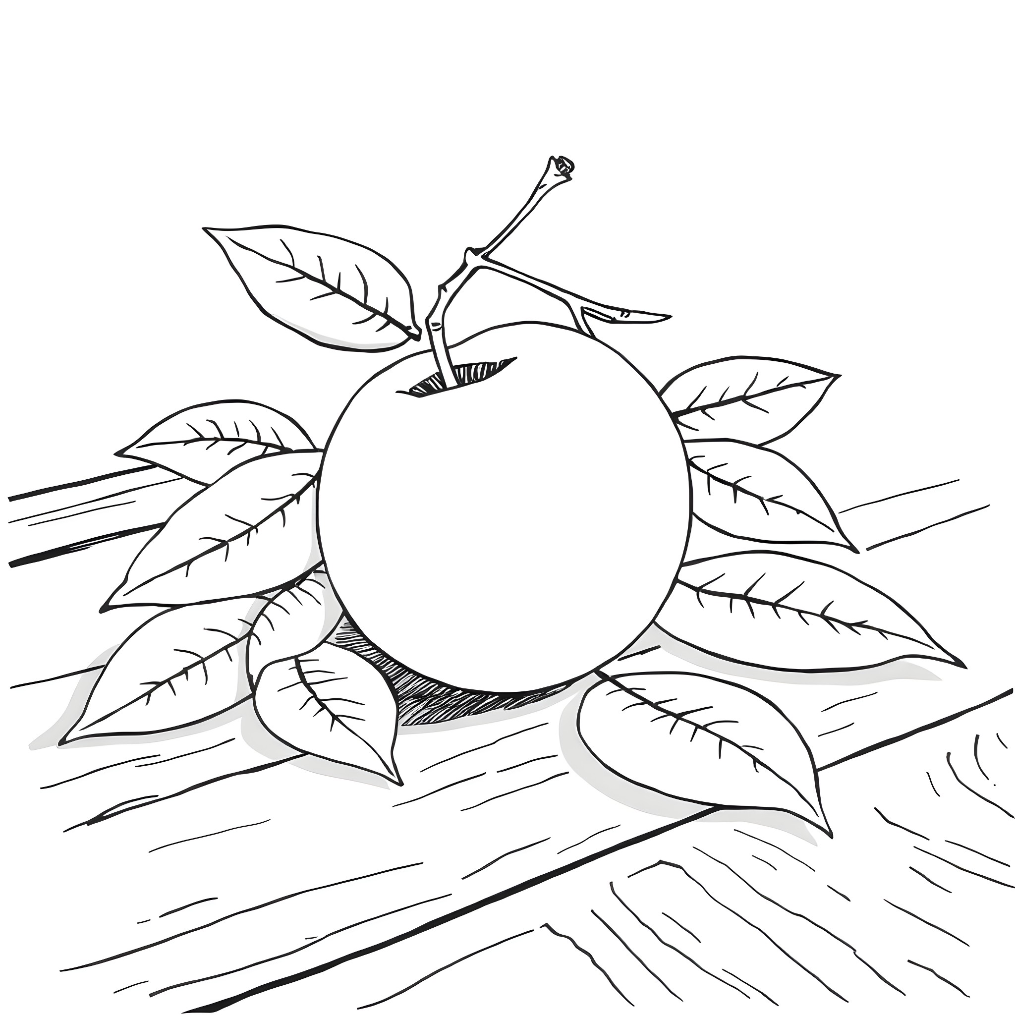 Fruit with leaves and branches Coloring Page (free black-and-white line drawing printable PDF for all, from beginners to advanced learners, including children, teens, adults, and seniors)