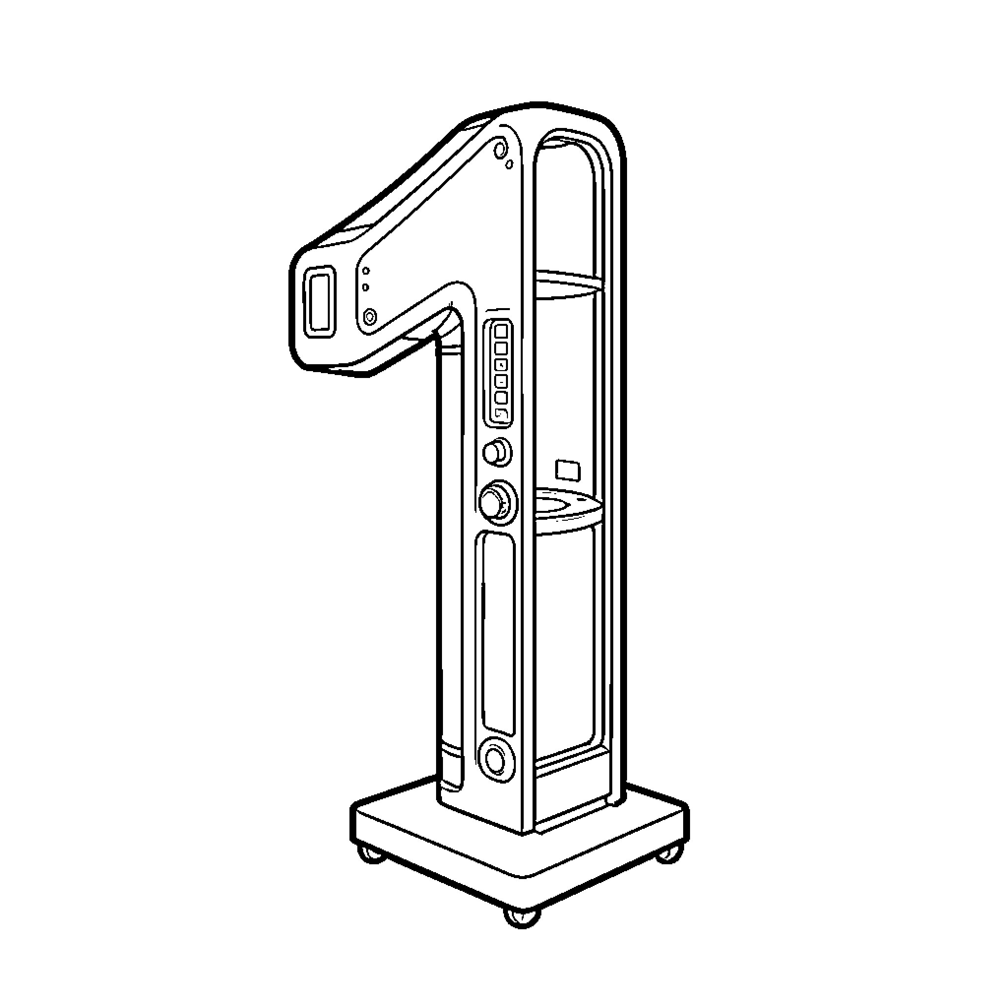 Number 1 Medical Device on Stand Coloring Page (free black-and-white line drawing printable PDF for all, from beginners to advanced learners, including children, teens, adults, and seniors)